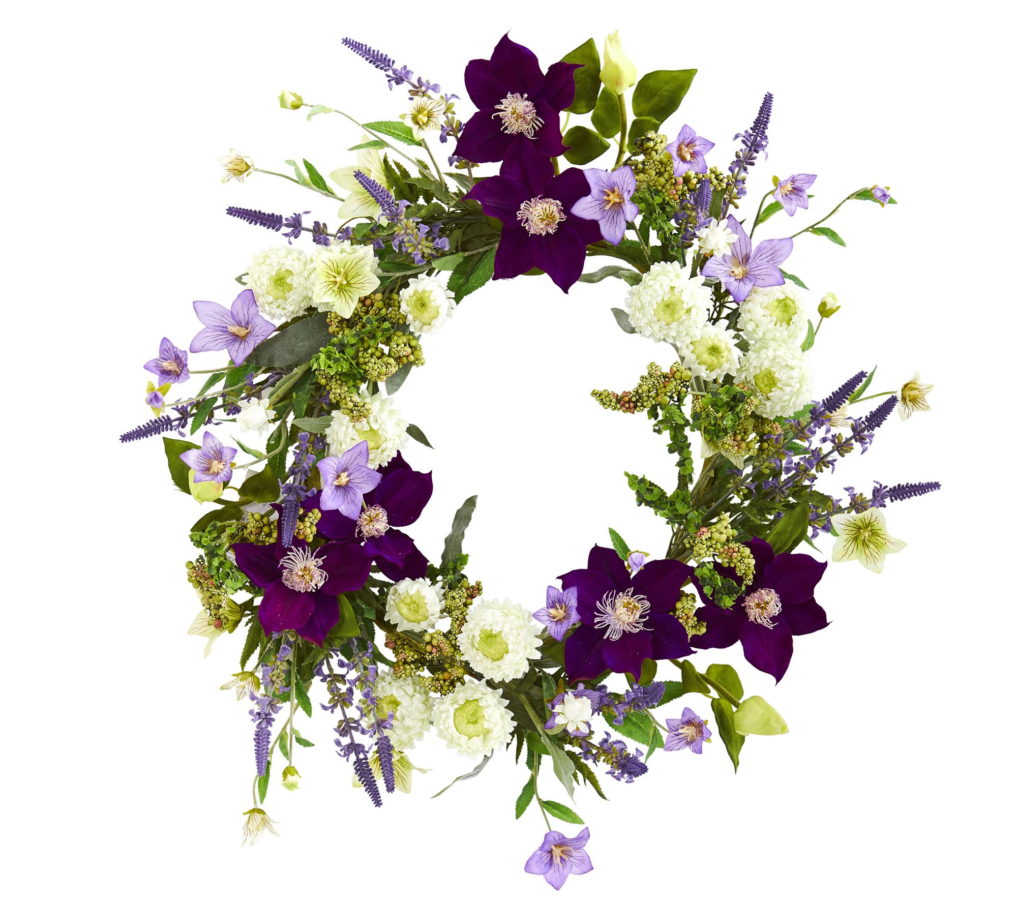 22" Mixed Flower Artificial Wreath by Nearly Natural