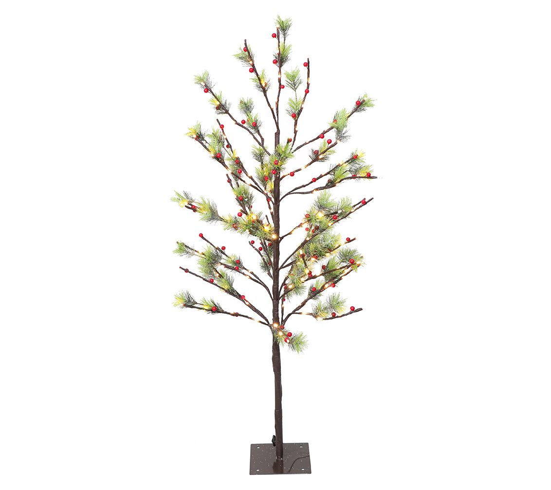 4' Red Berry Led Artificial Tree with 160 WhiteTwinkle Lights - QVC.com