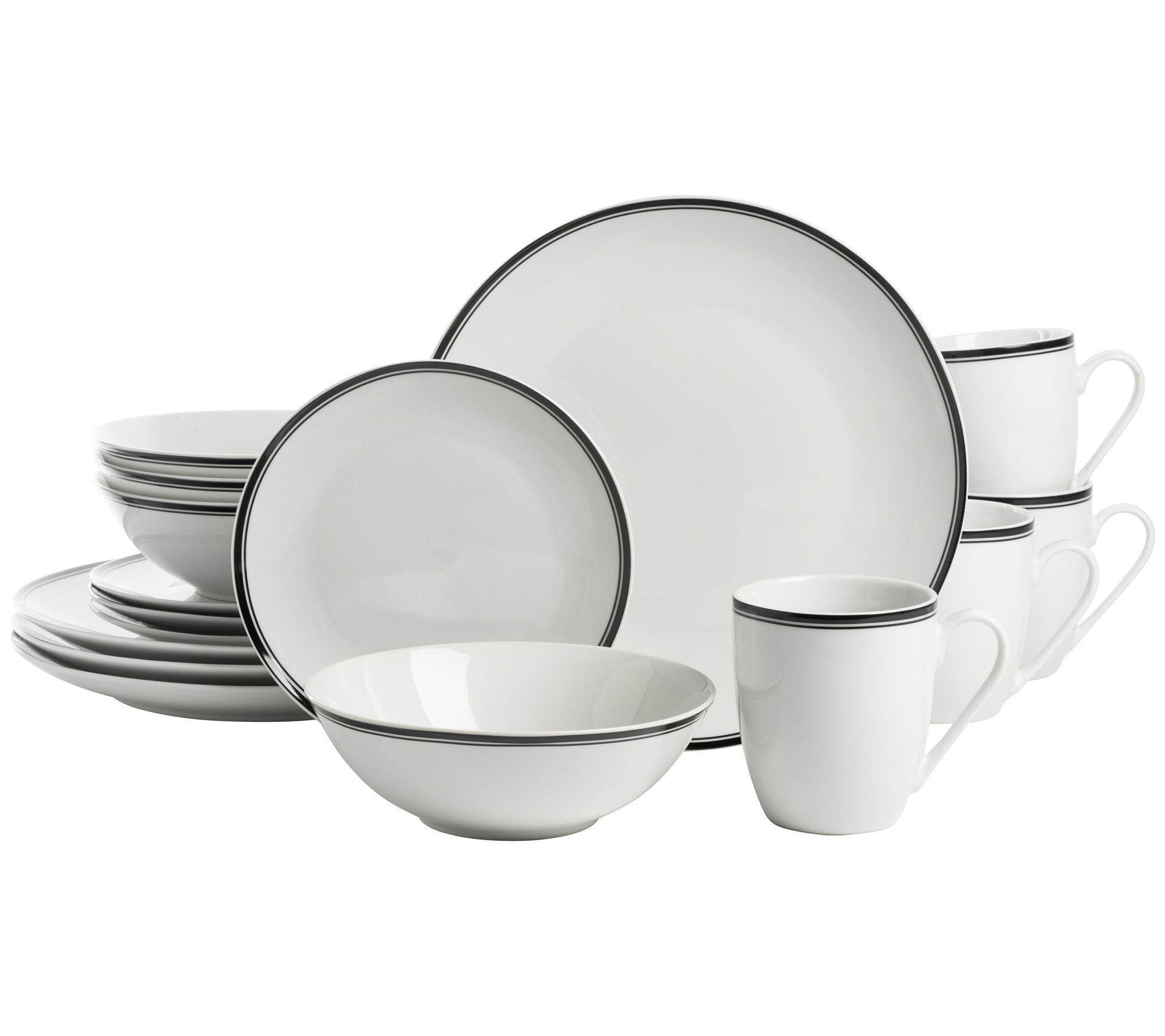 10 Strawberry Street Simply Coupe Banded 16-PcDinnerware Set