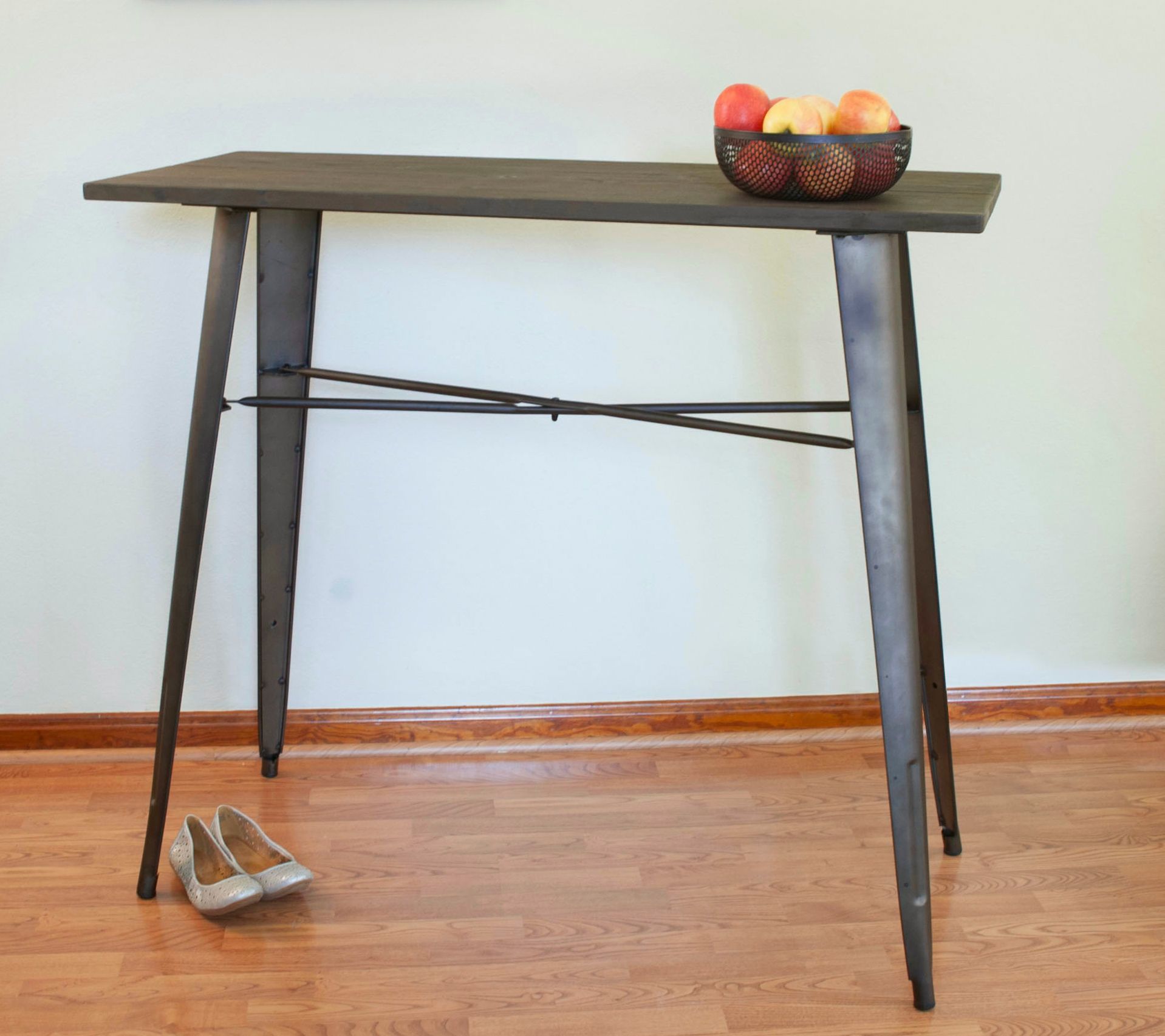 AmeriHome CounterHeight Metal Dining Table with Wood Top