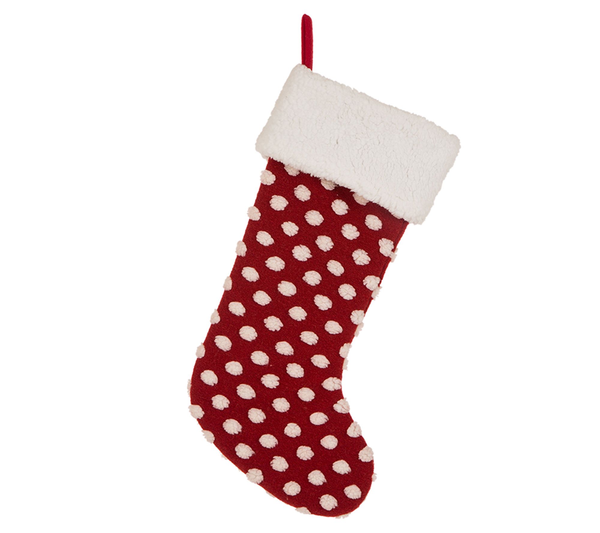 Glitzhome Hanging Polka Dot Stocking With Attached Loop - QVC.com
