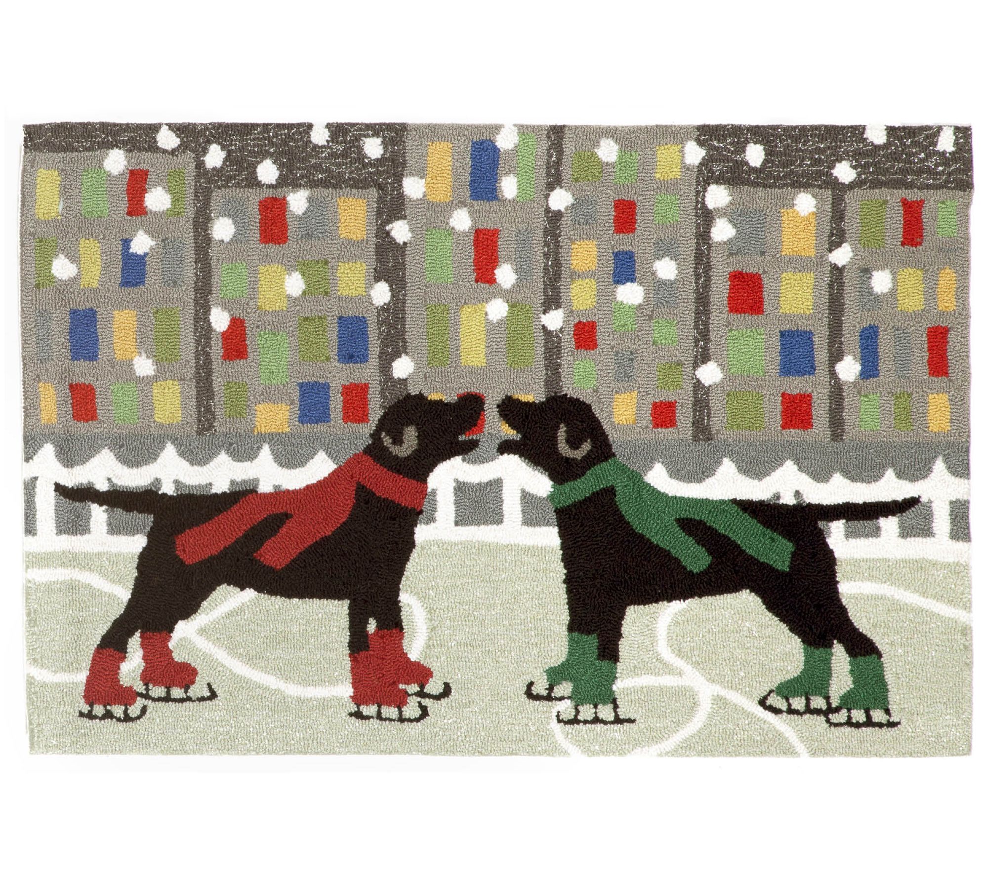 Liora Manne Frontporch Holiday Ice Dogs Indoor/Outdoor Rug Multi 30x48