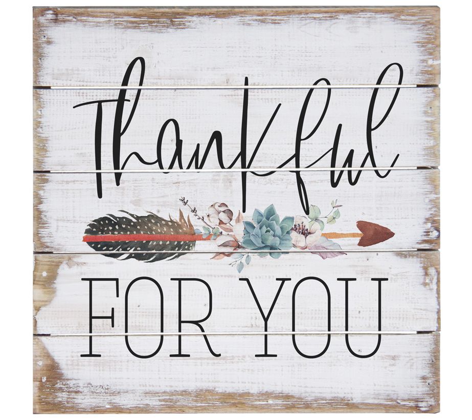 Rustic wooden "Thankful for You" sign