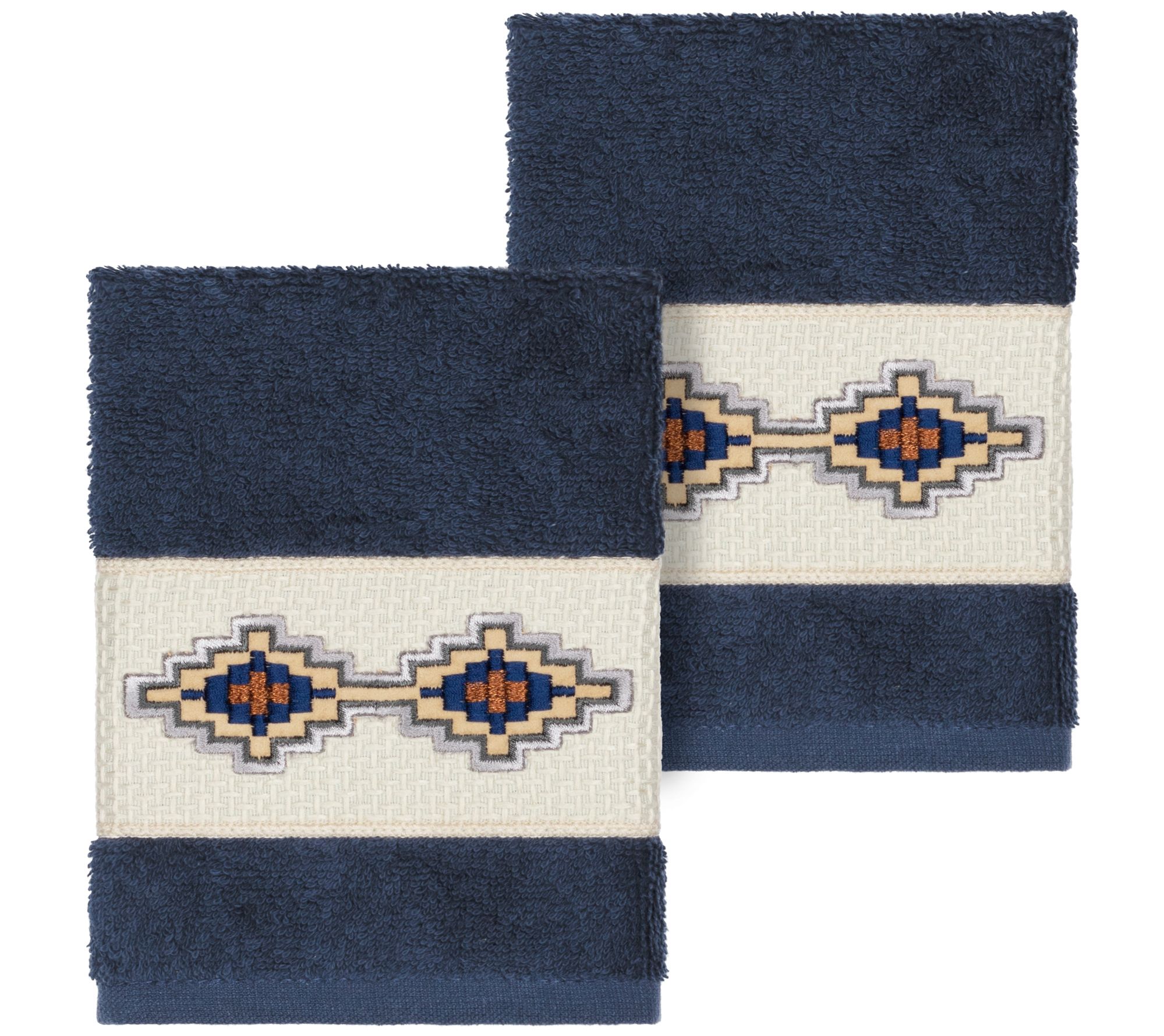 Linum Home Textiles Gianna 2PC Embellished Washcloth Set