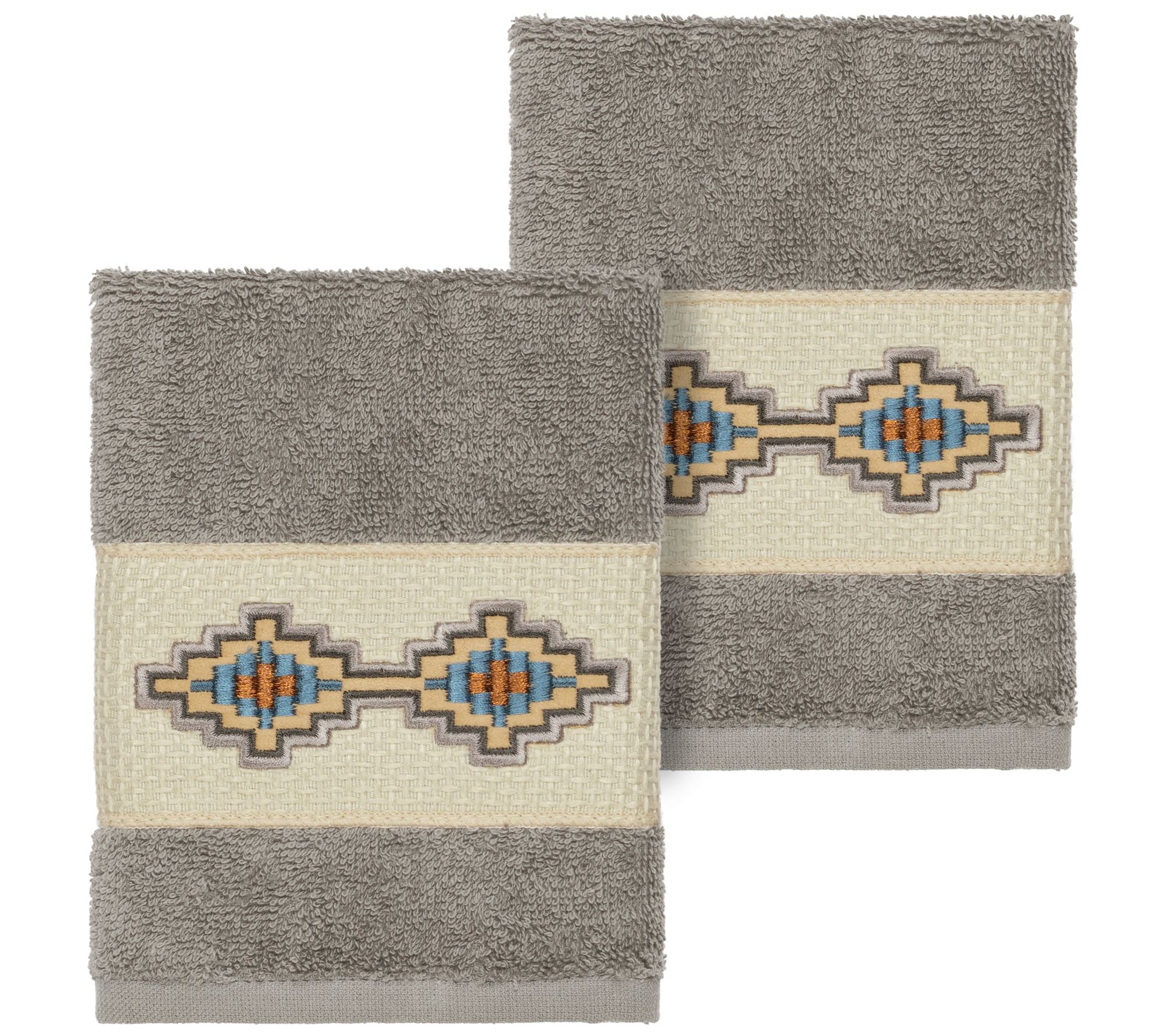 Linum Home Textiles Gianna 2PC Embellished Washcloth Set