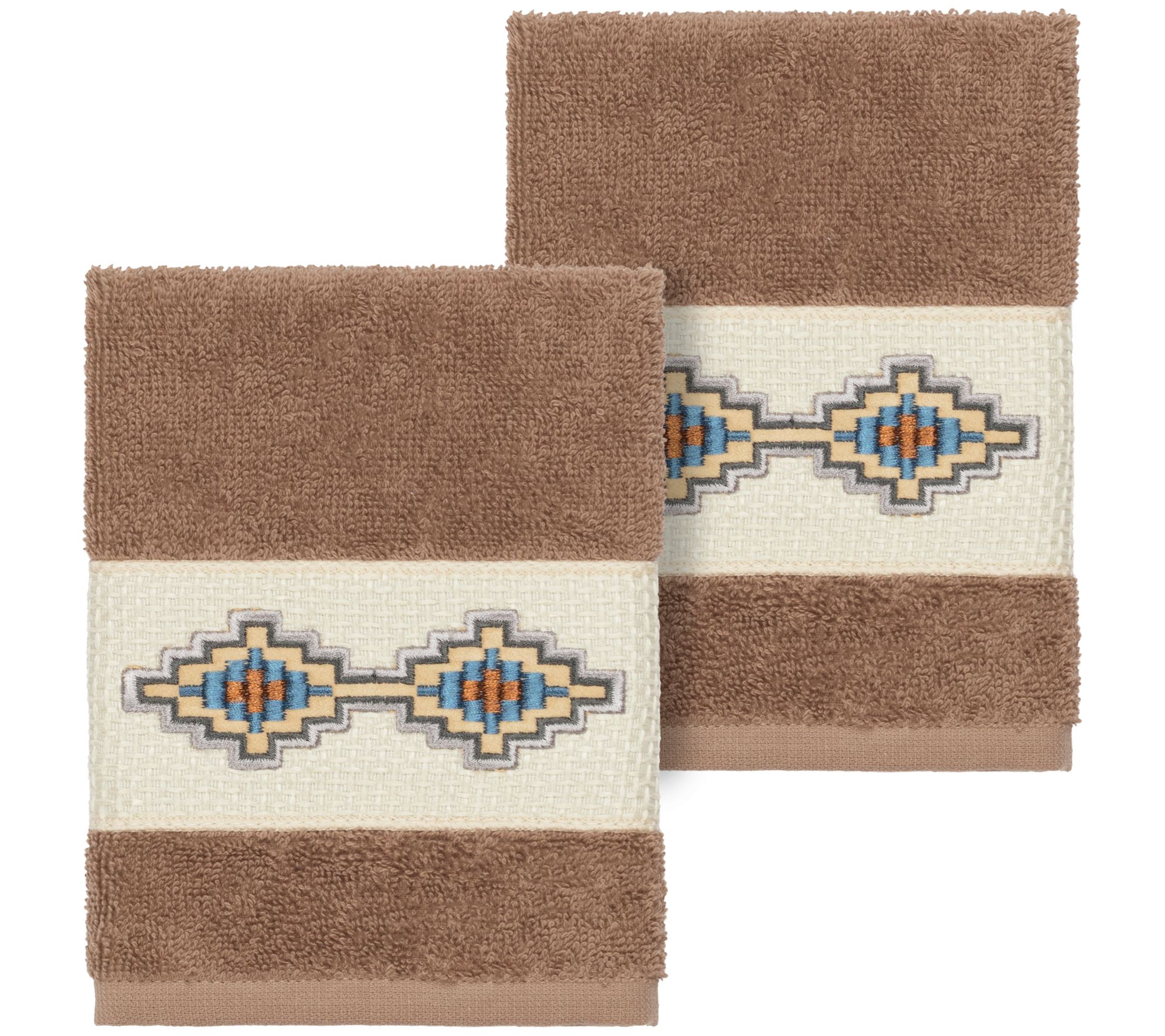 Linum Home Textiles Gianna 2PC Embellished Washcloth Set