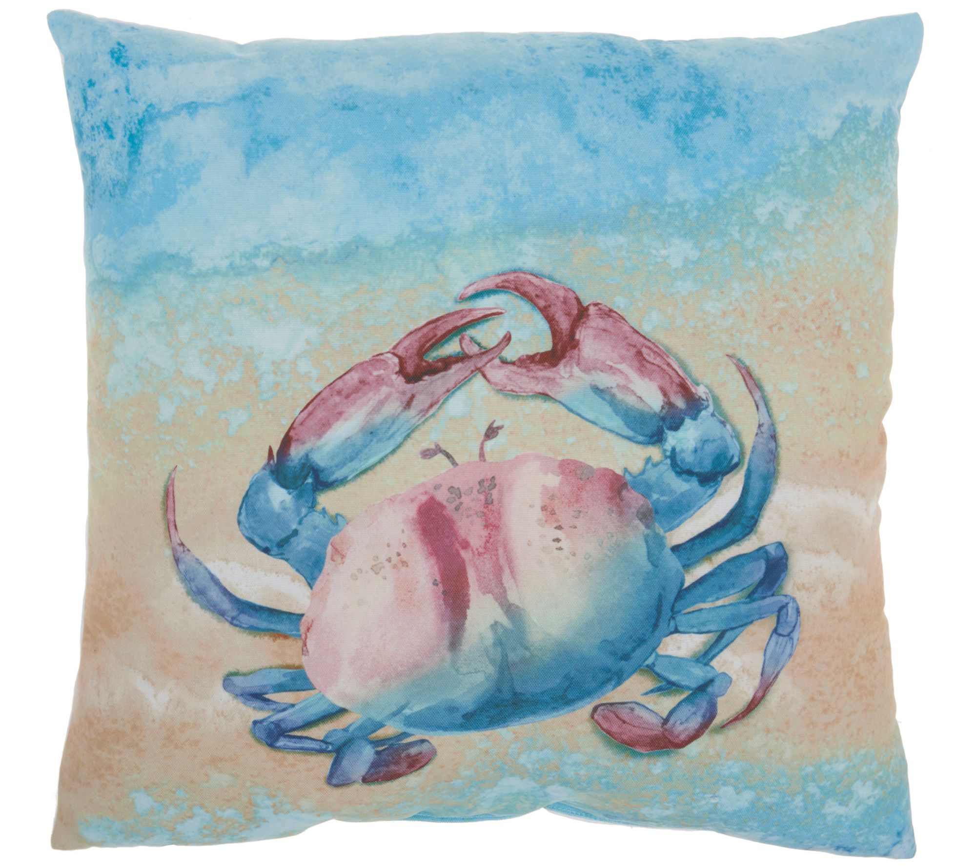 Artisan Created Watercolor Shore Crab 18 x 18 Pillow