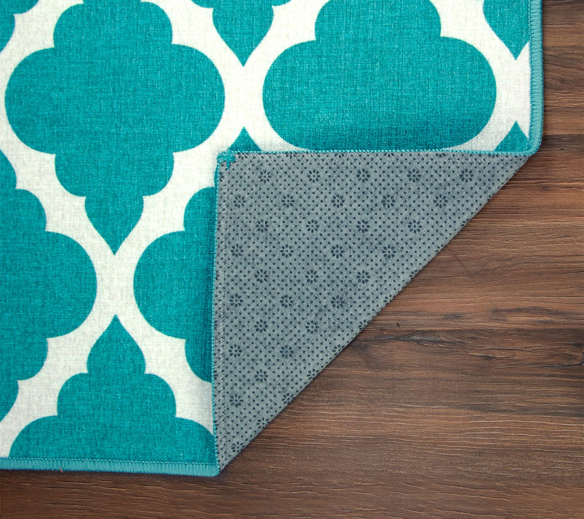 My Magic Carpet Washable Rug Moroccan Trellis Teal 2.5x7