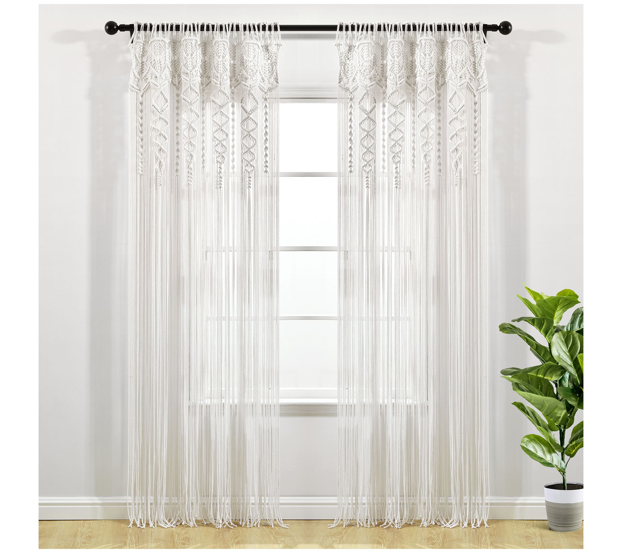 Boho Macrame Textured 40" x 84" Window Panel byLush Decor