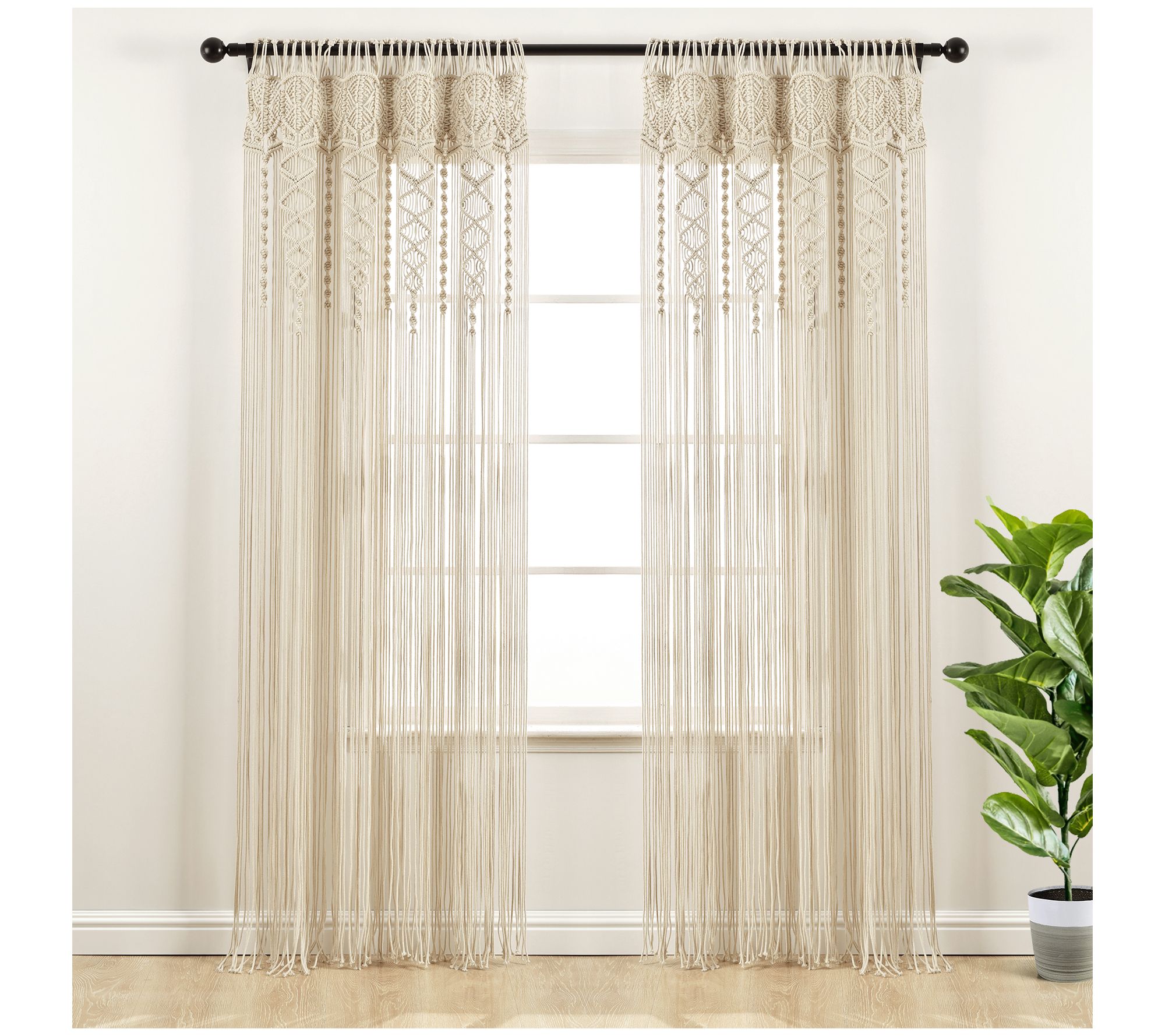 Boho Macrame Textured 40" x 84" Window Panel byLush Decor