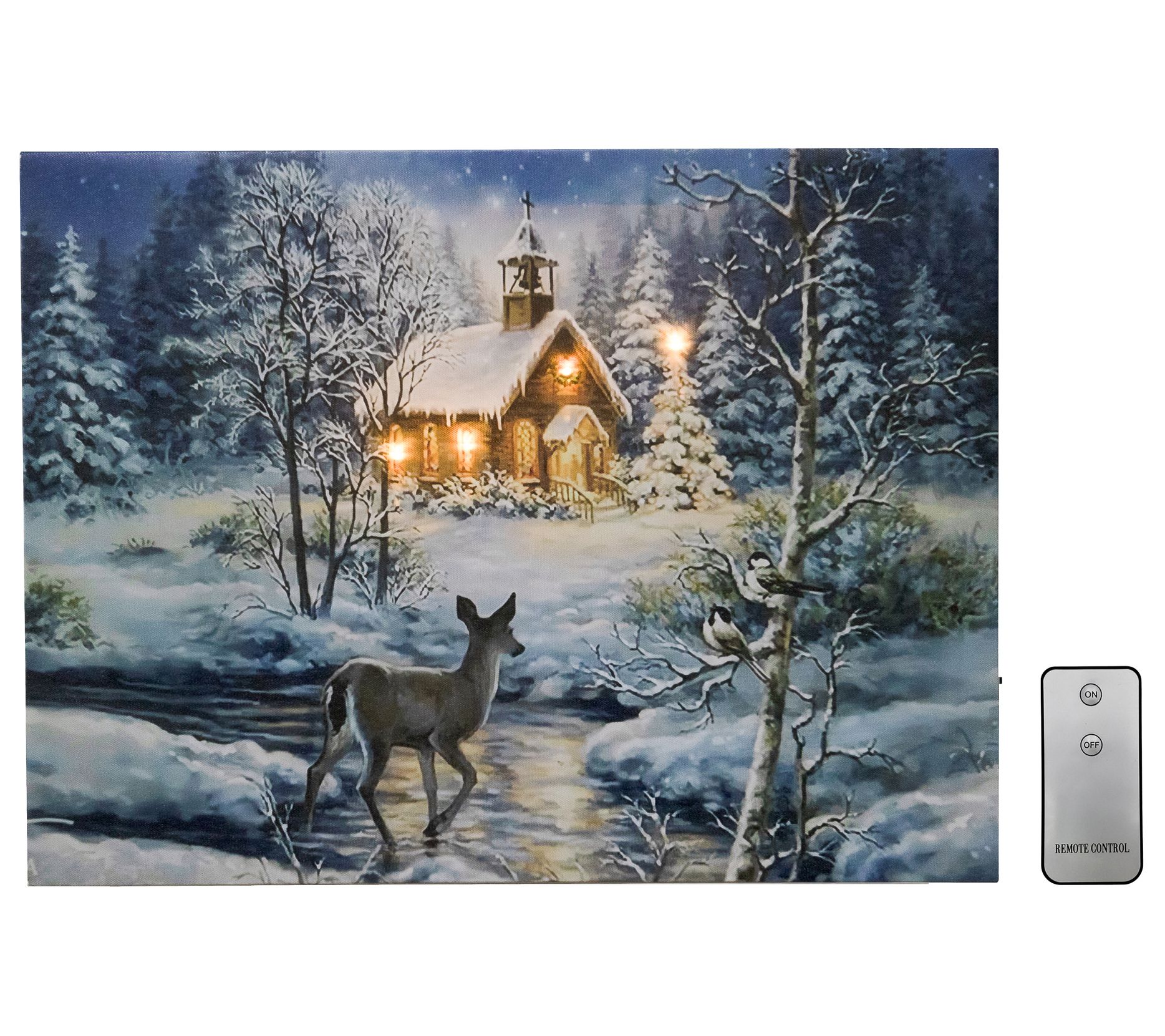 LumaBase Battery-Operated Lighted Wall Art - Wi nter Woods