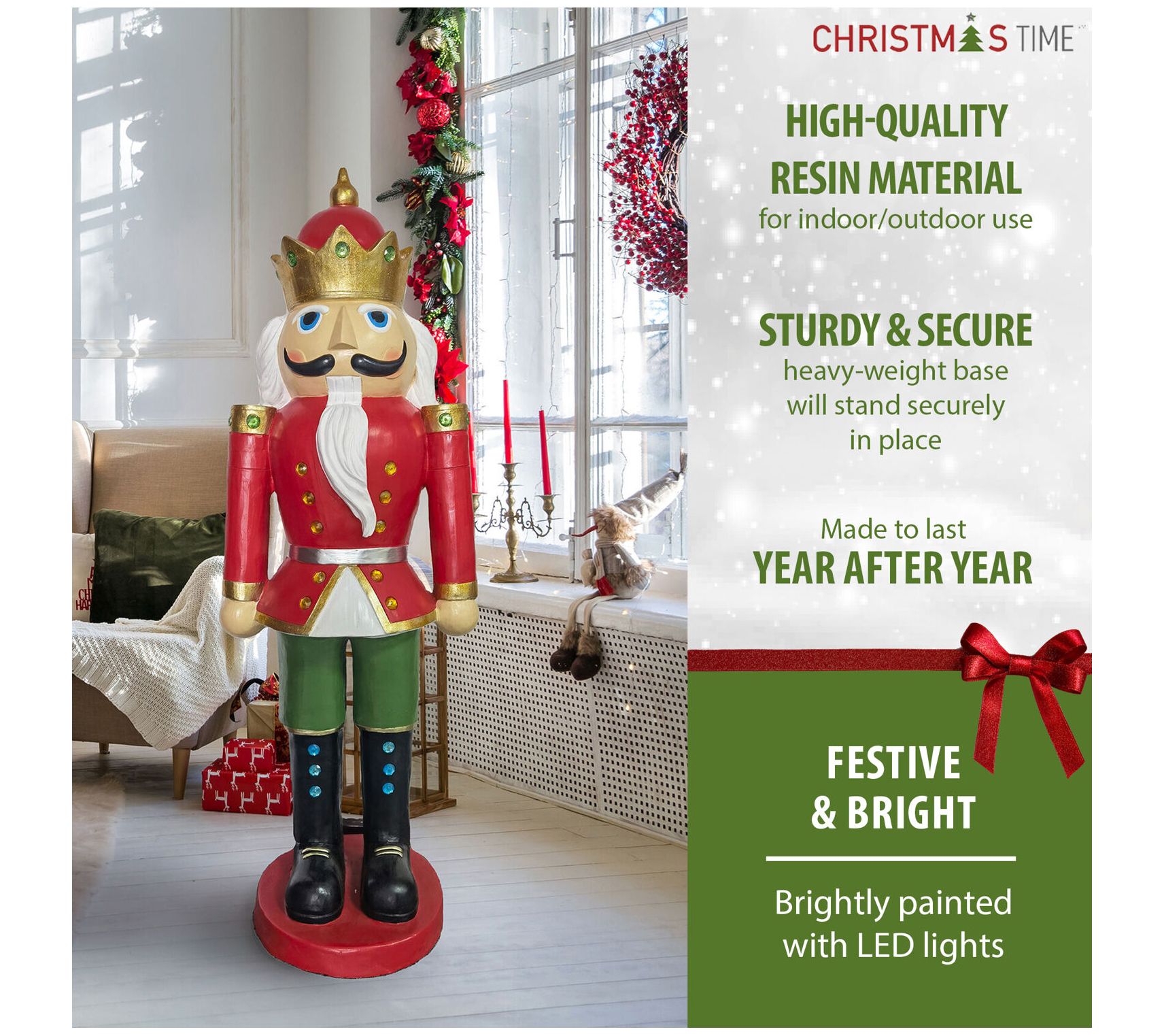 Christmas Time 5Ft. Nutcracker King w/ Crown