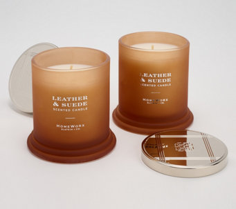 HomeWorx by Slatkin & Co. Set of 2 Leather & Suede 8oz. Candles