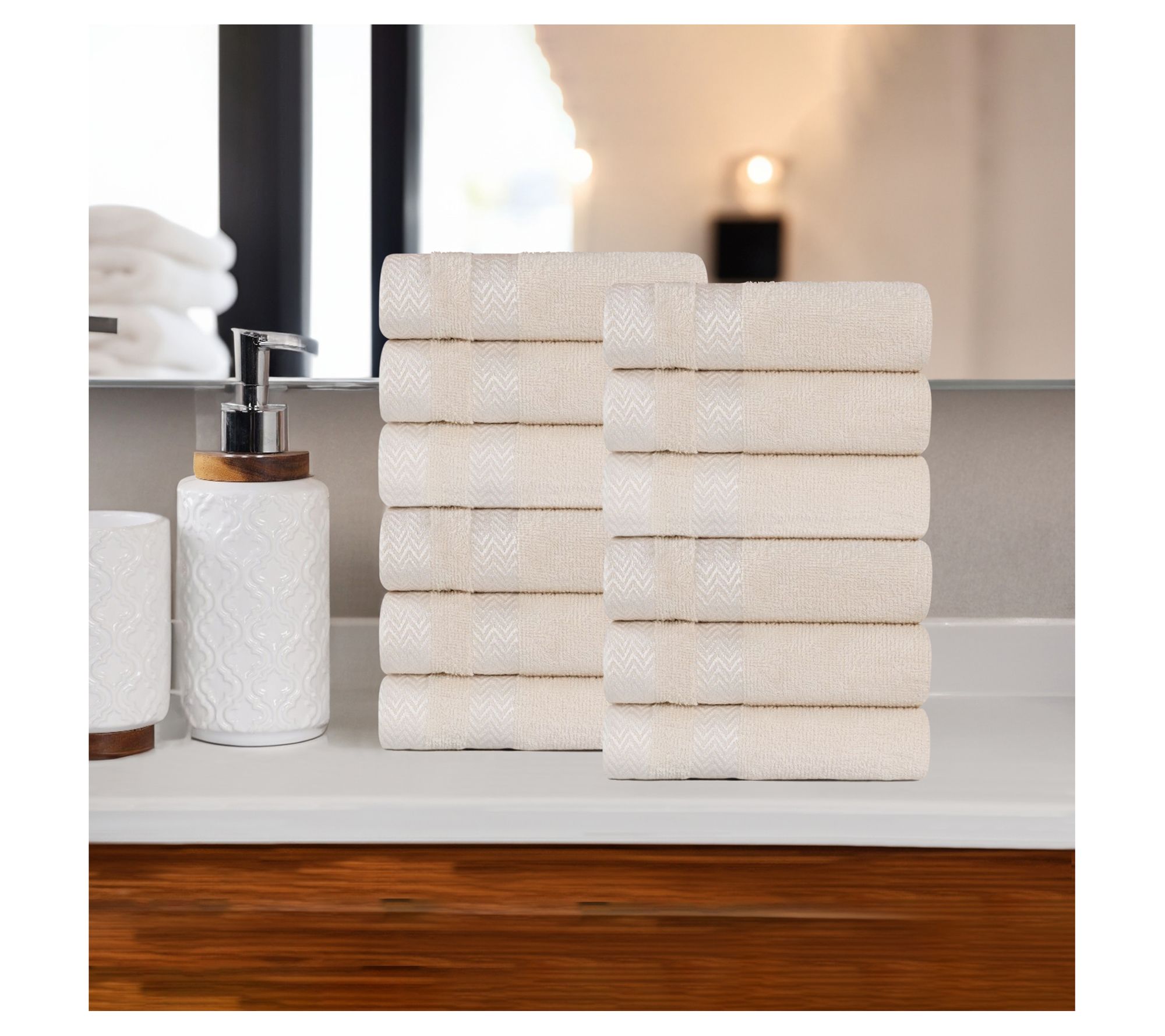Superior Zero Twist Cotton Dobby Border Soft 12-PC Face Towels