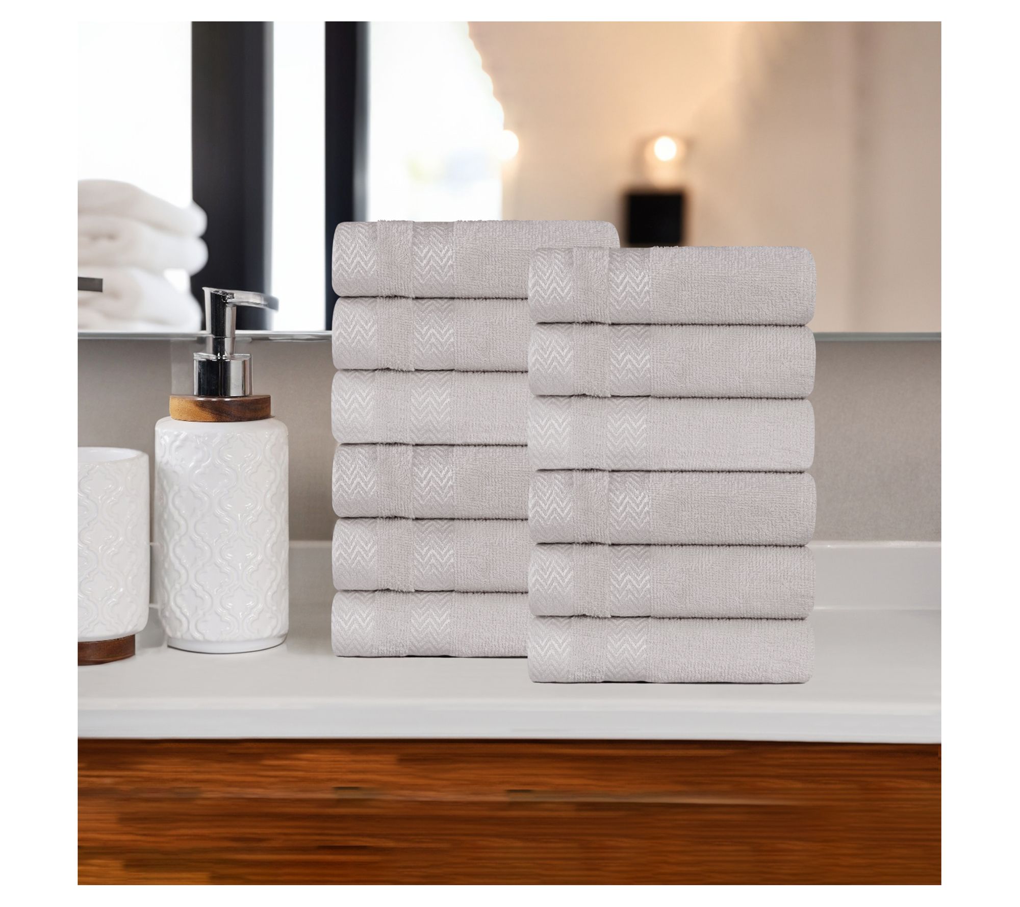 Superior Zero Twist Cotton Dobby Border Soft 12-PC Face Towels