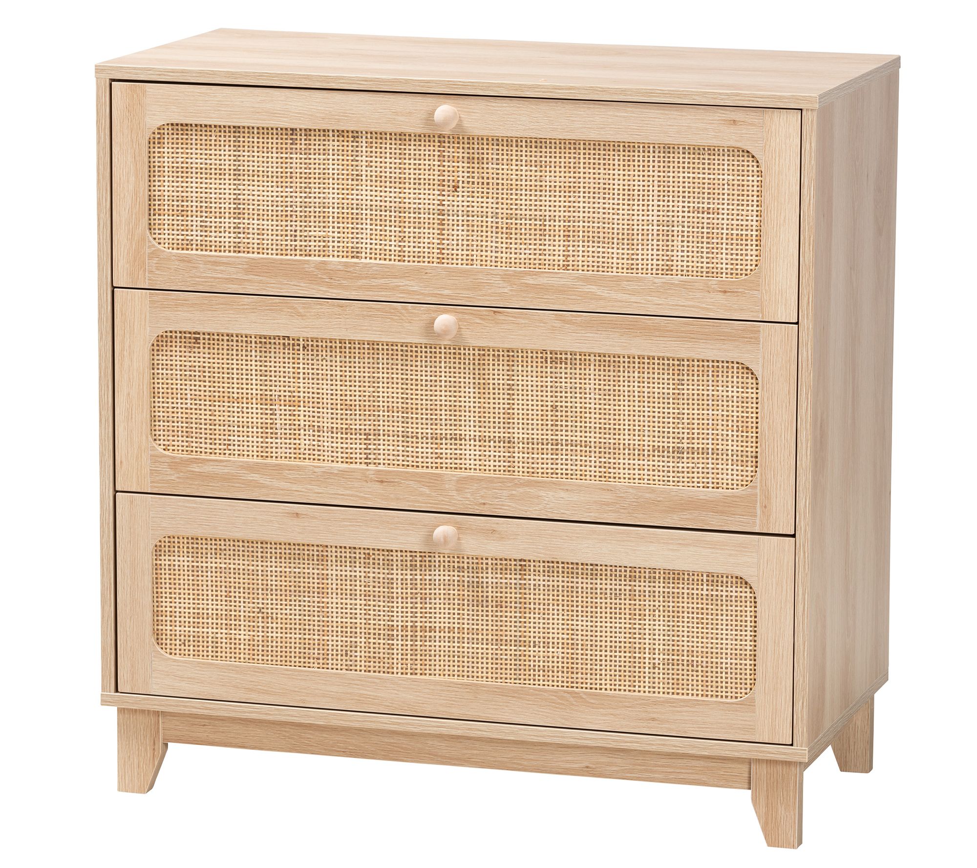 Baxton Studio Elsbeth Wood and Rattan 3-Drawertorage Cabinet