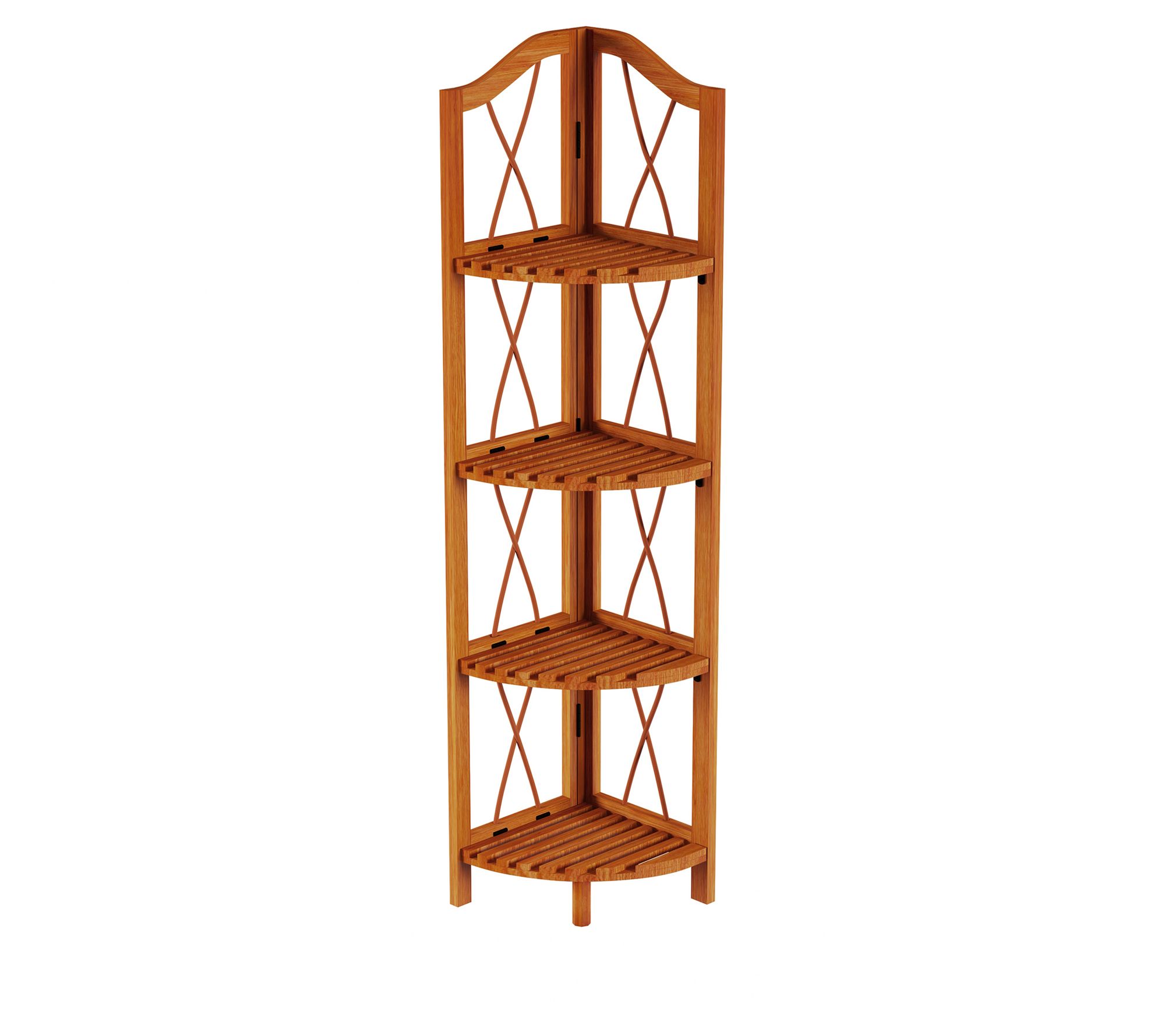 Lavish Home Folding Corner Shelf 4Tier Freestanding Display
