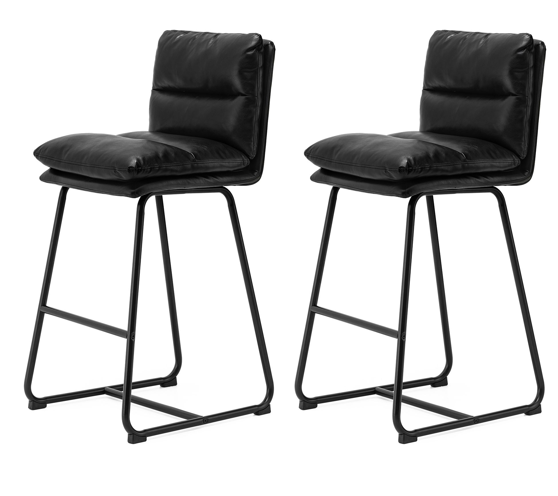 Glitzhome Modern Faux Leather Metal-Leg Bar Stools S/2