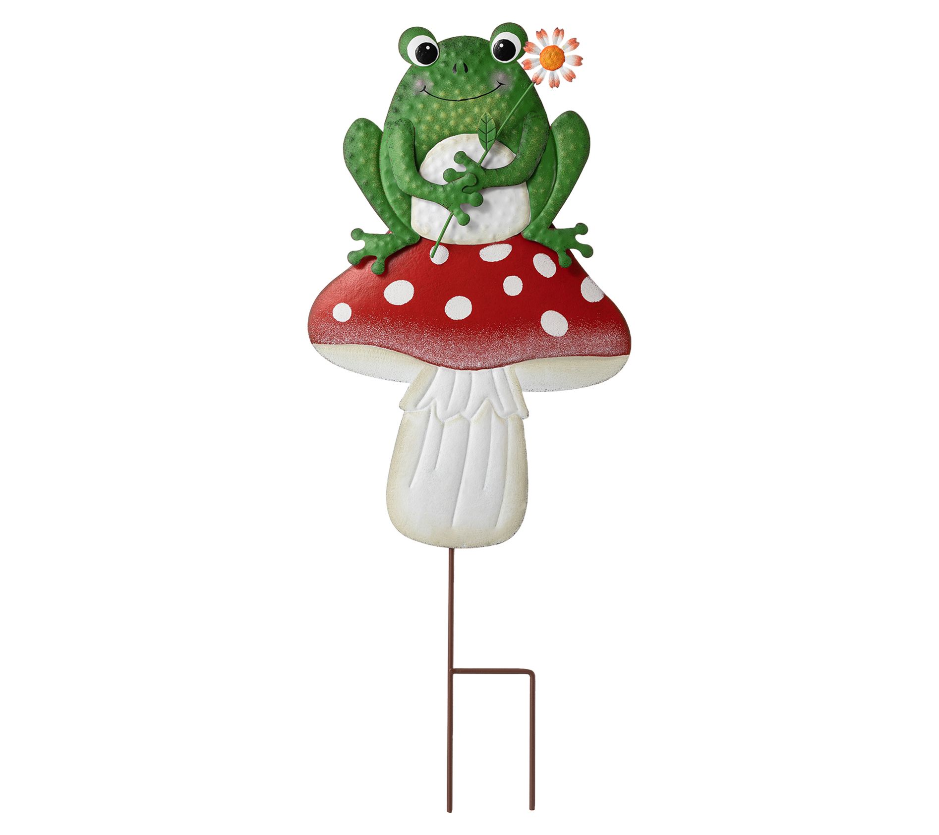 Glitzhome 30" 2-in-1 Cute Frog on Mushroom Garden Yardstake