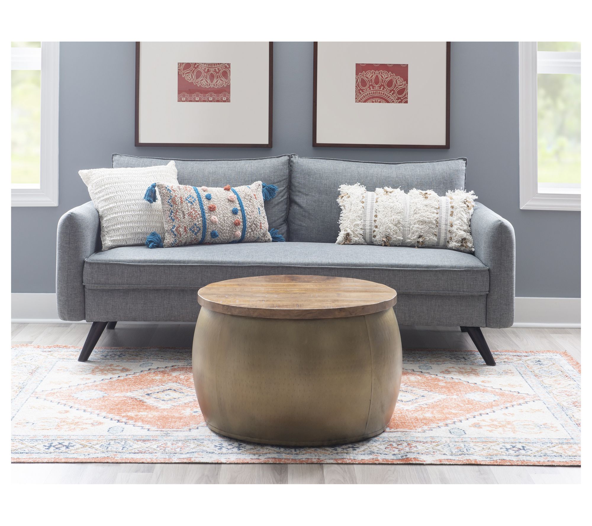 Linon Home Decor Massey Large Storage Drum withLid