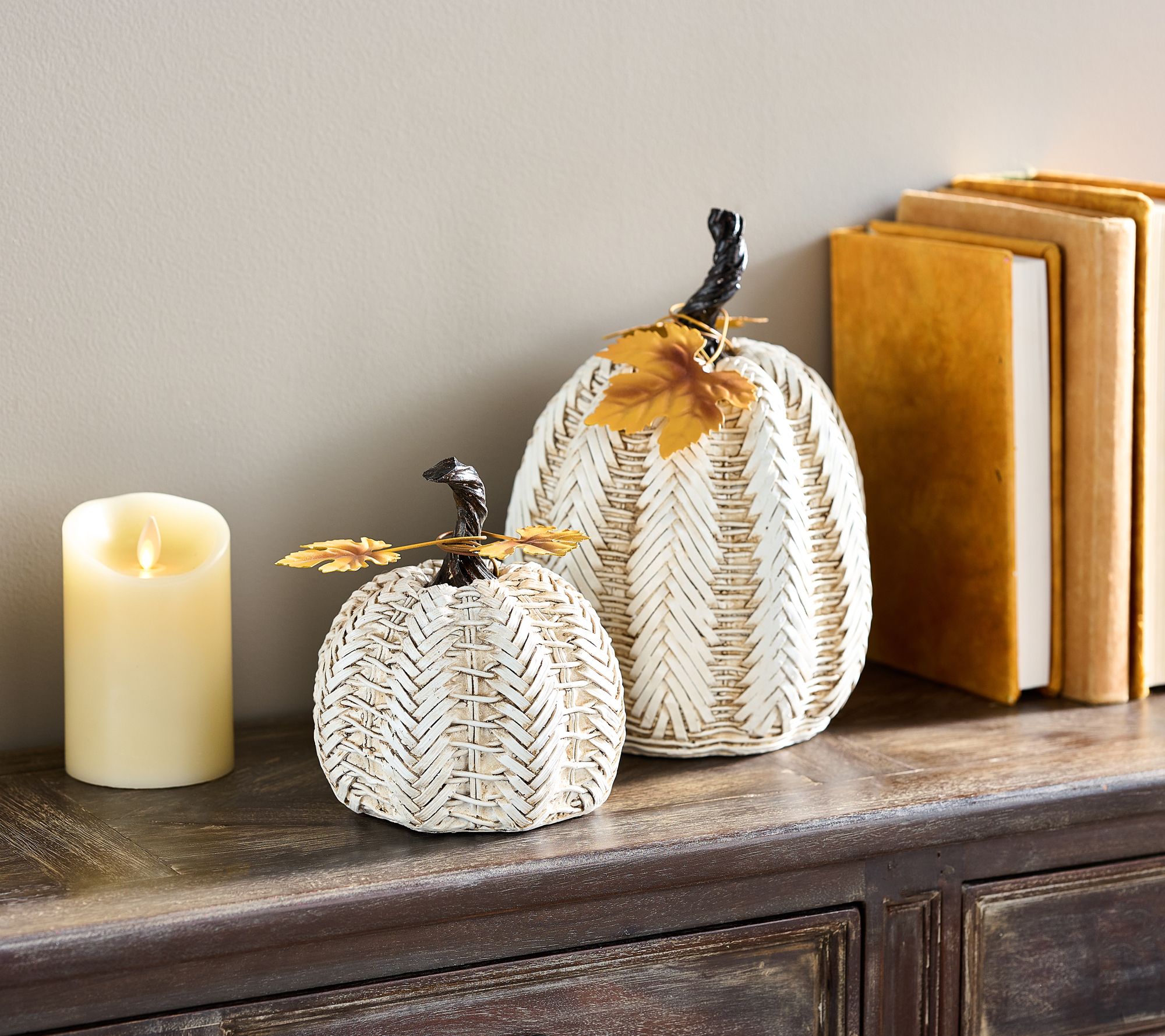 "As Is" Home Reflections Set of 2 Braided Resin Pumpkins