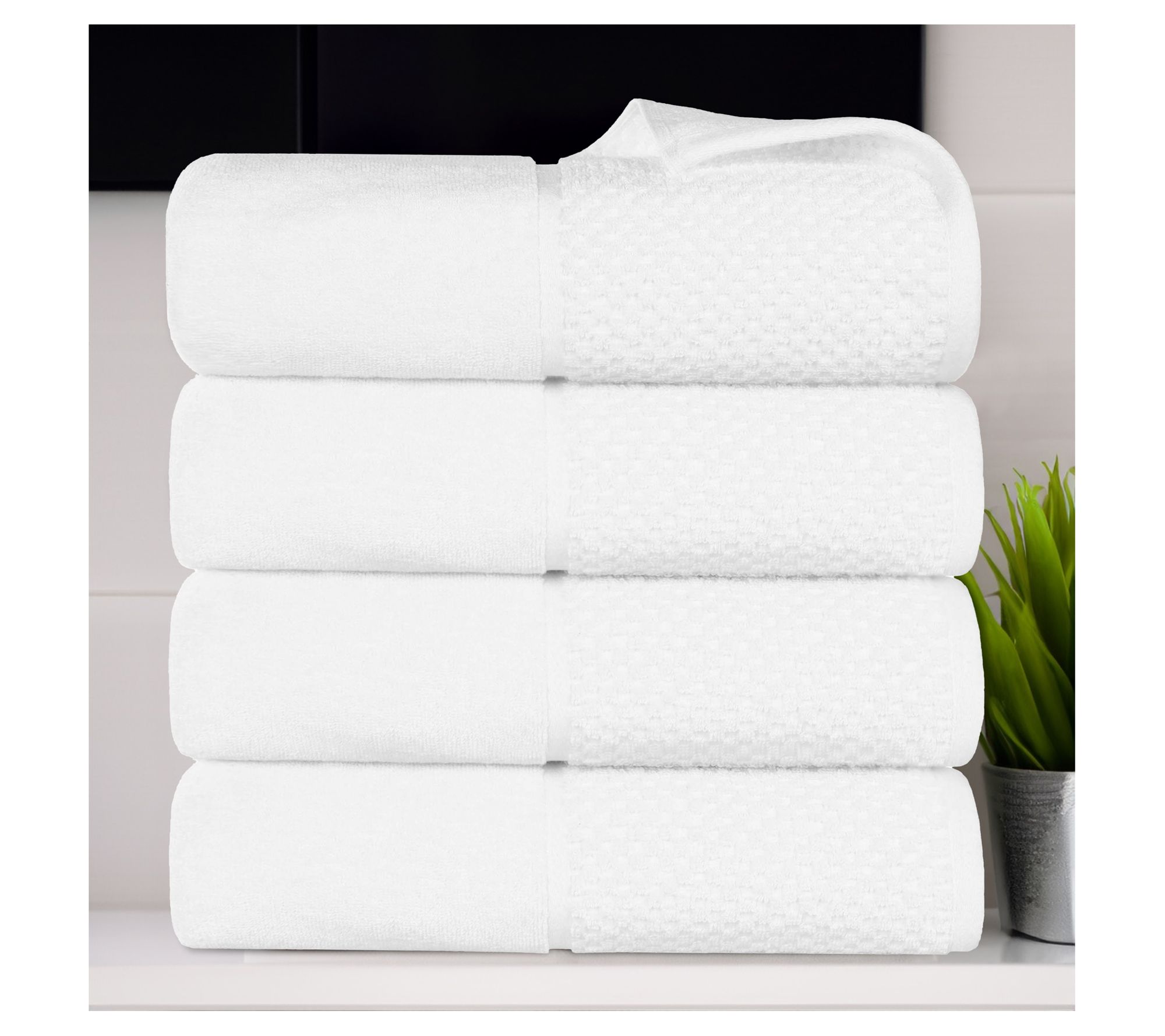 Superior Cotton Soft Absorbent Two Toned Bath Towel Set of 4