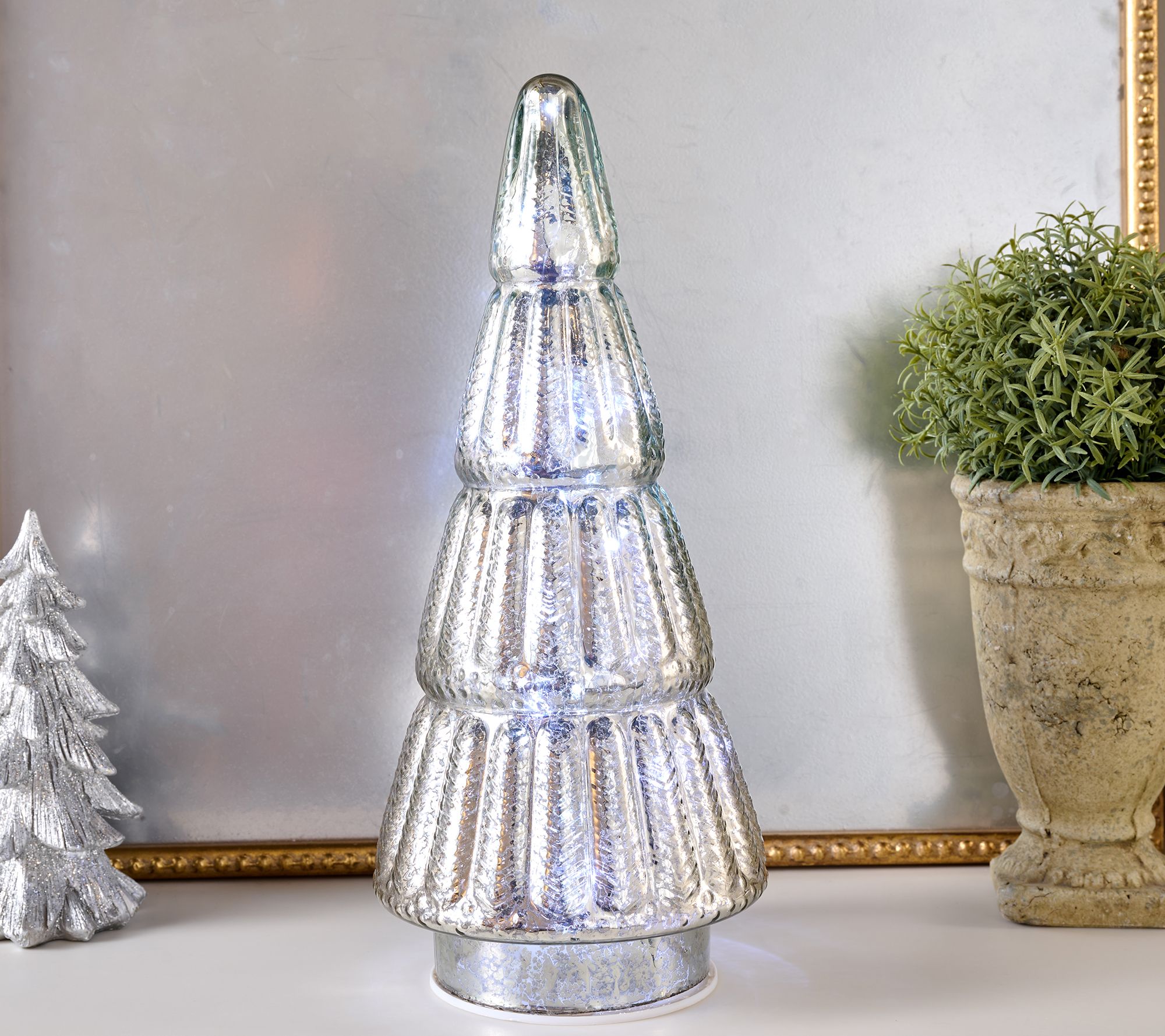 "As Is" 16" Illuminated Mercury Glass Tree W/ LEDs by Kim Gravel