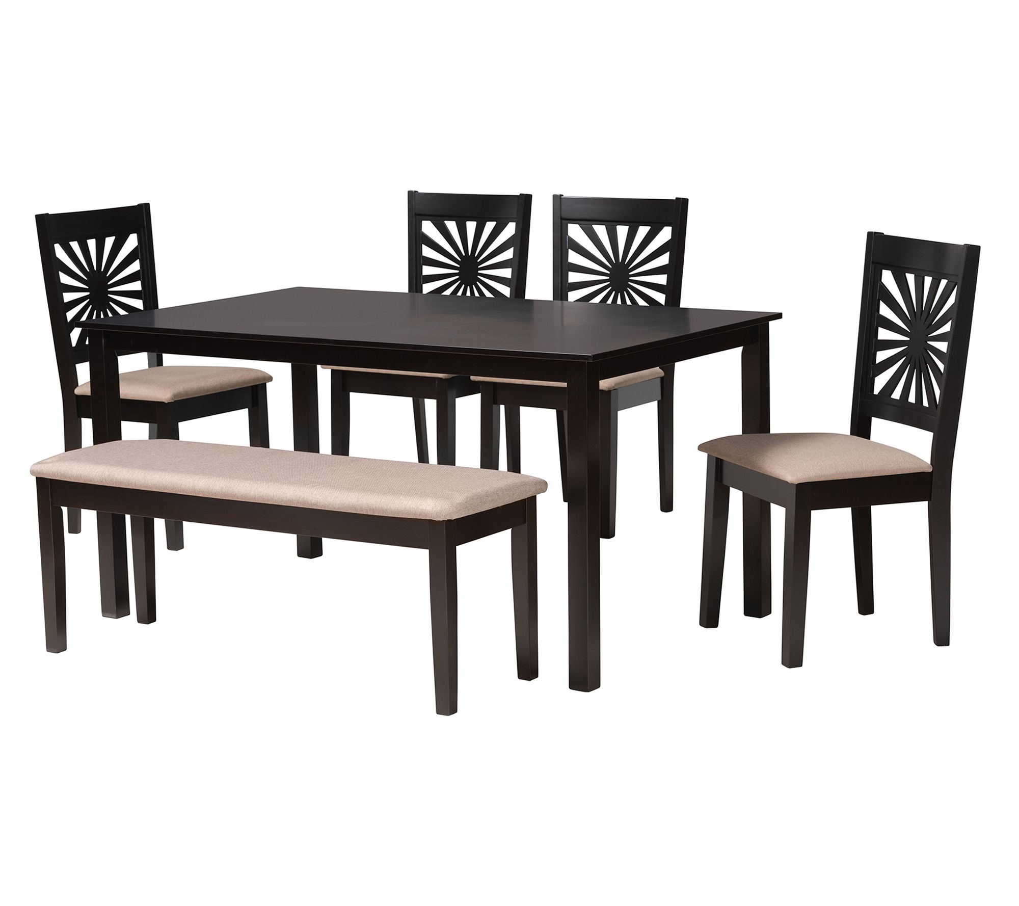 Baxton Studio Olympia Fabric and Wood 6-Piece Dining Set