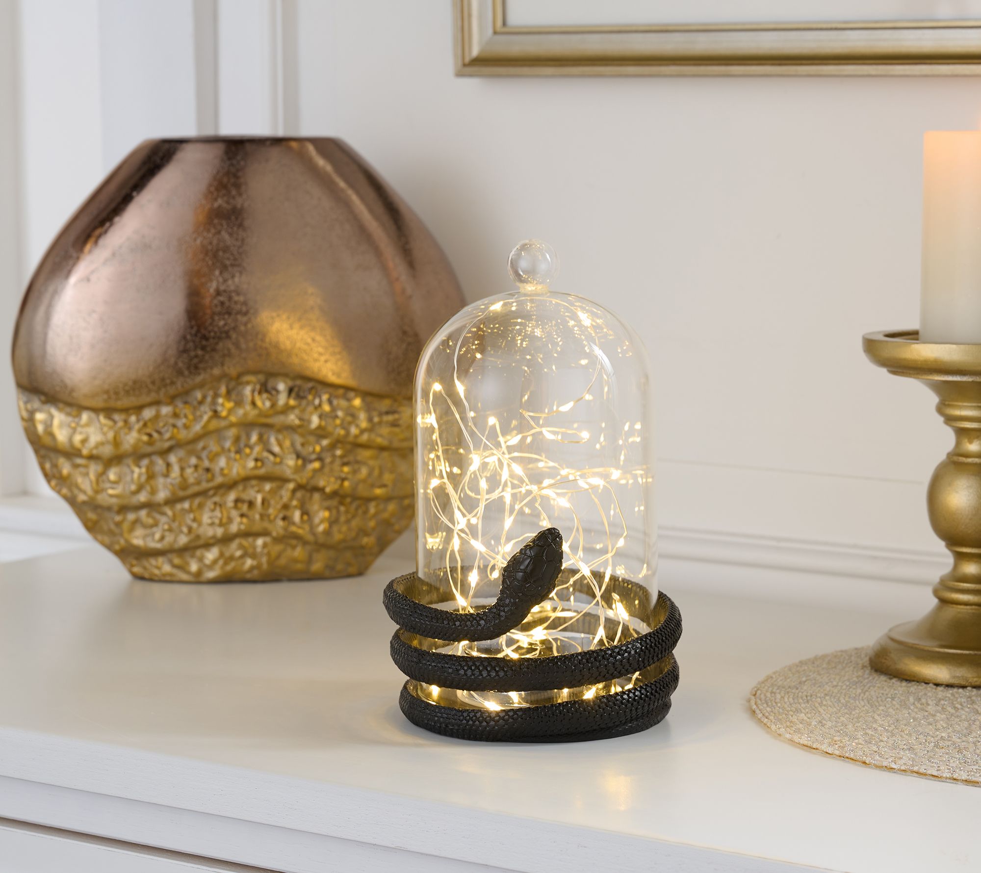 Martha Stewart 9.5" Twinkling Snake Wrapped Glass Cloche