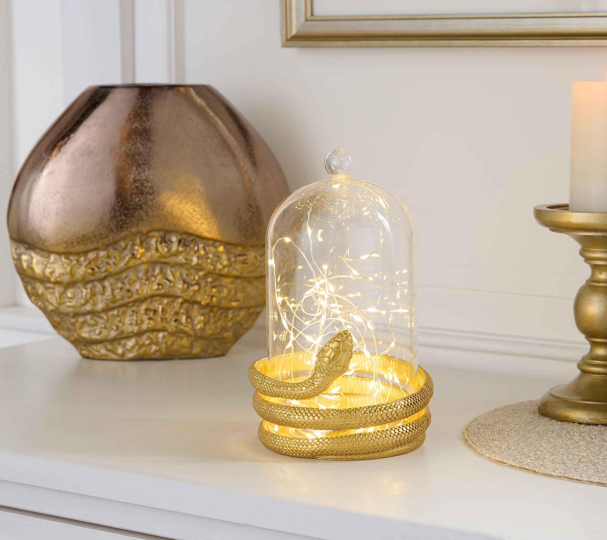 Martha Stewart 9.5" Twinkling Snake Wrapped Glass Cloche