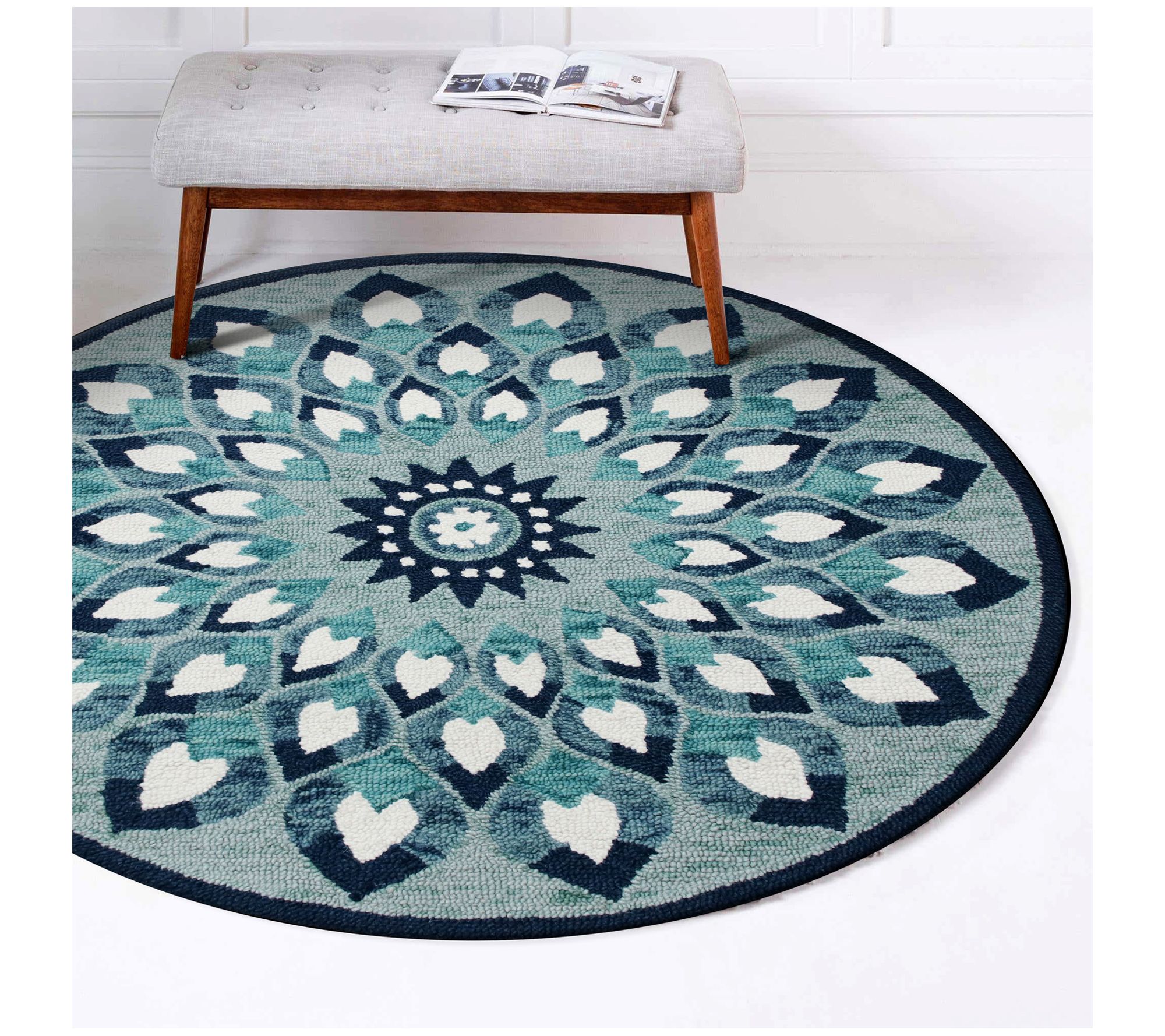 Ox Bay Geometric Medallion Hand-Tufted Wool Rug, 6' Round