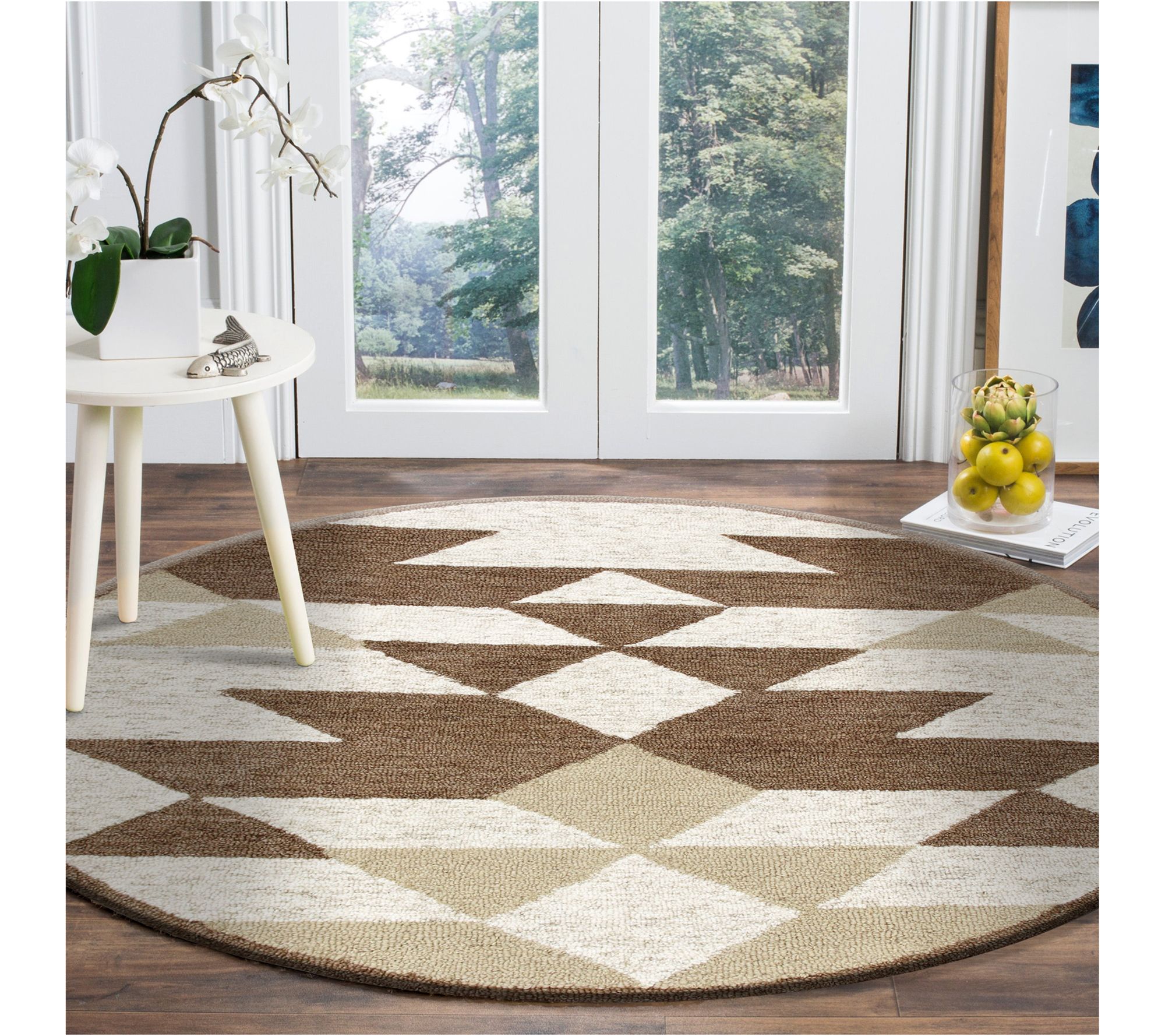 Ox Bay Southwest Hand-Tufted Wool Indoor Rug, 4' Round