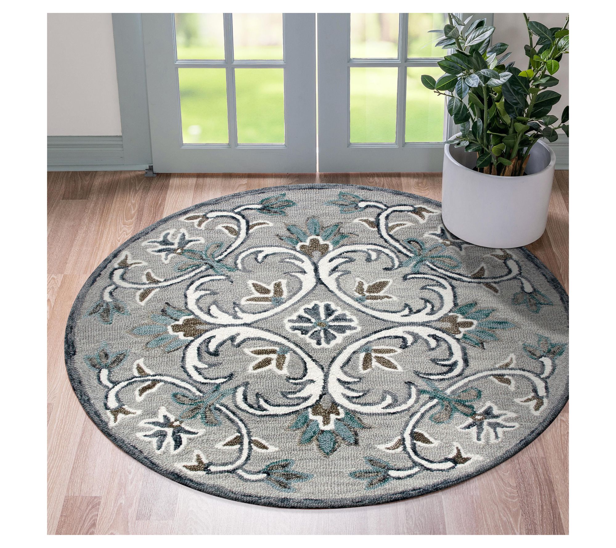 Ox Bay Traditional Floral Hand-Tufted Indoor Rug, 6' Round