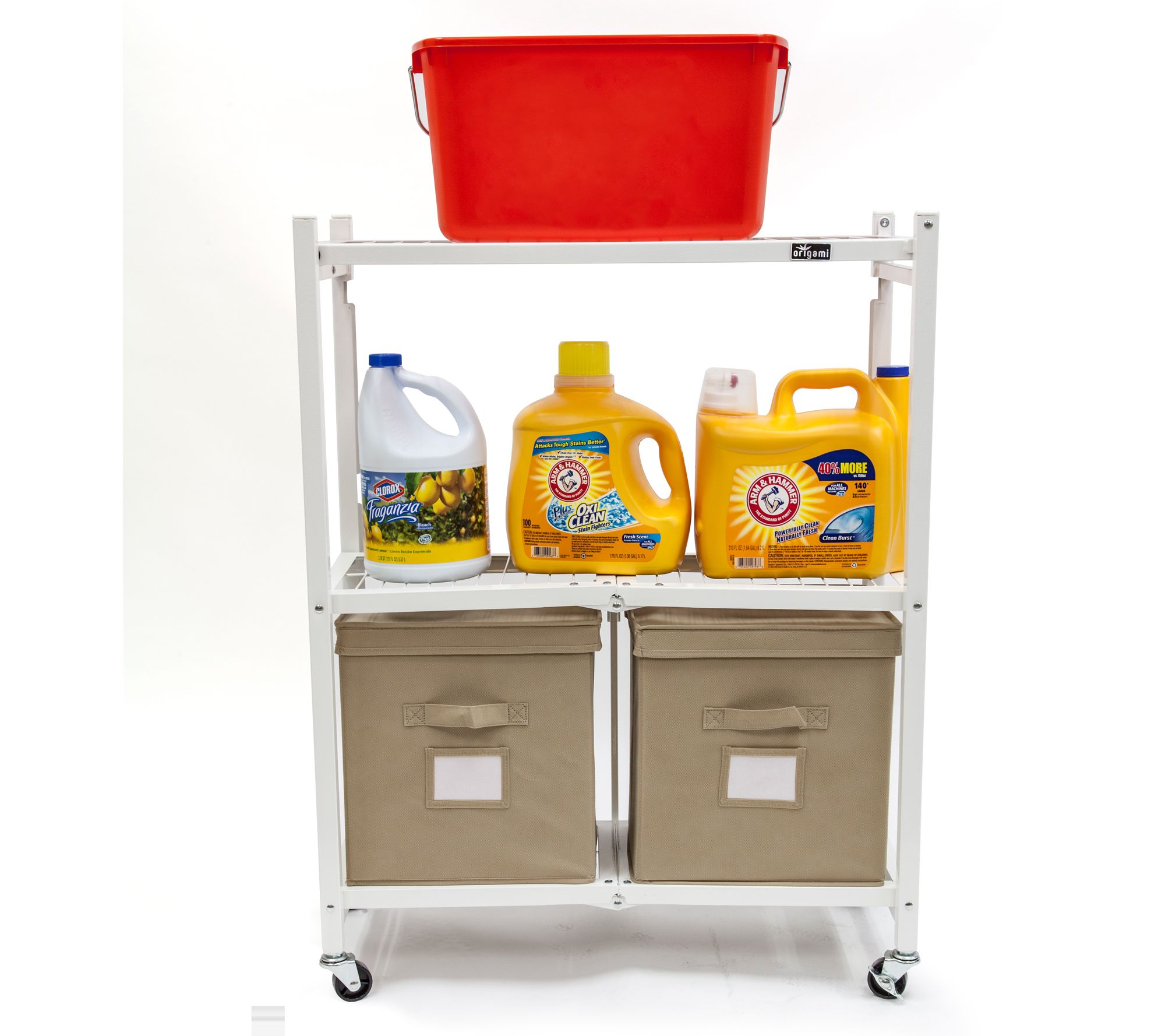 Origami Foldable 3-Tier Storage Rack on Wheels