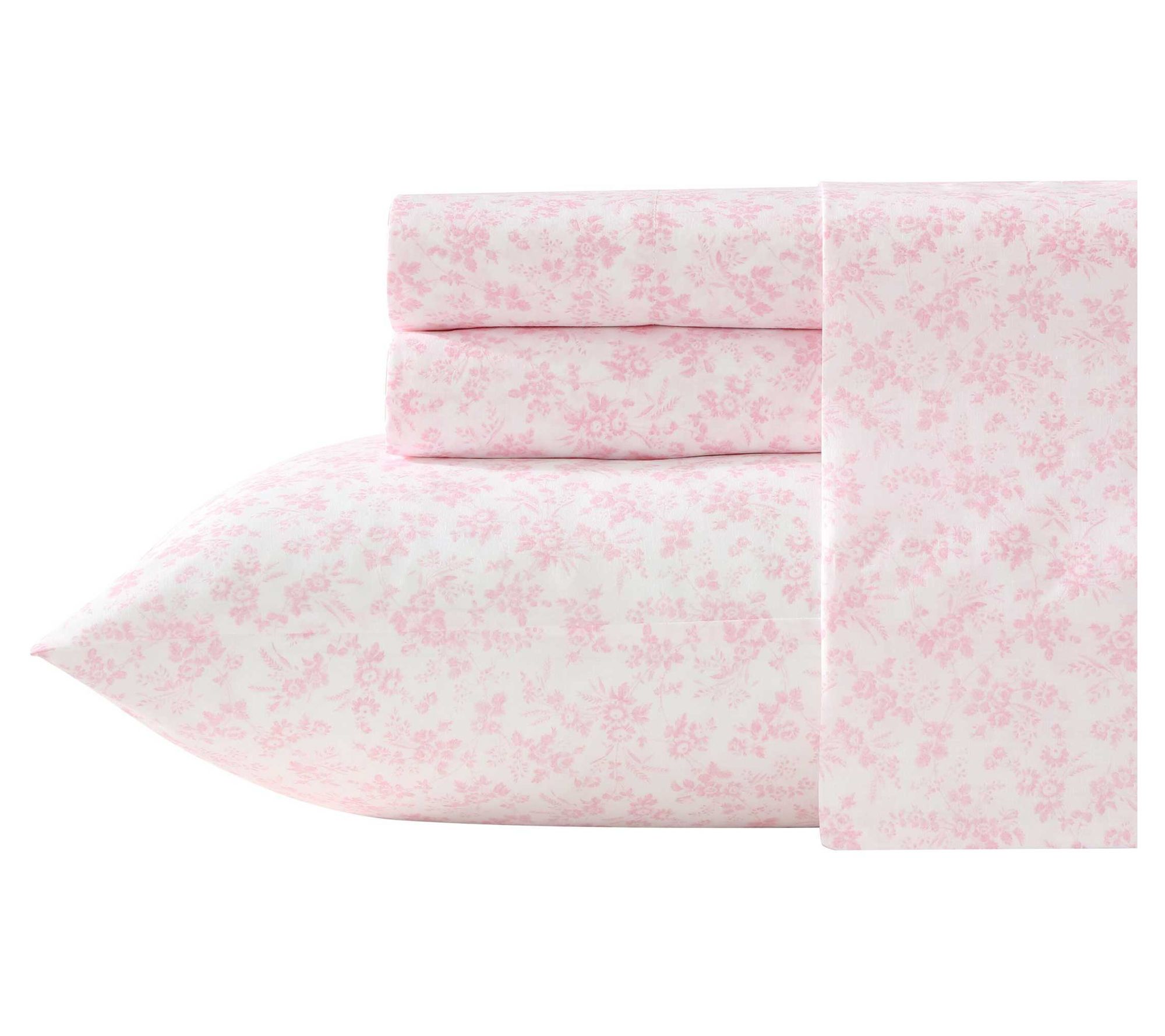 Laura Ashley Floral Toile Pink King Sheet Set