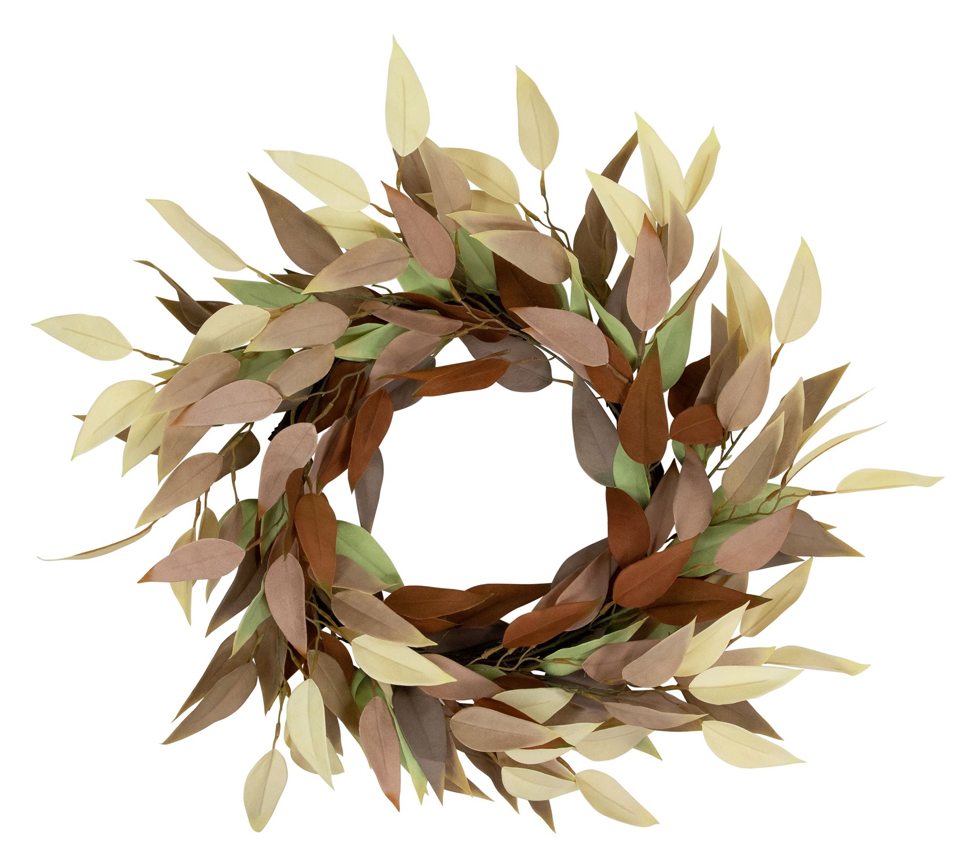 Northlight Harvest Neutral Fall Foliage Leaf Wreath 22" Unlit