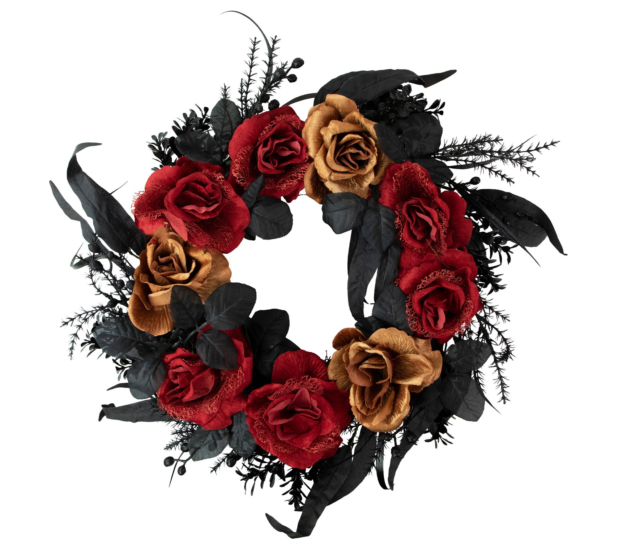 Northlight Roses with Foliage Halloween Wreath 22" Unlit