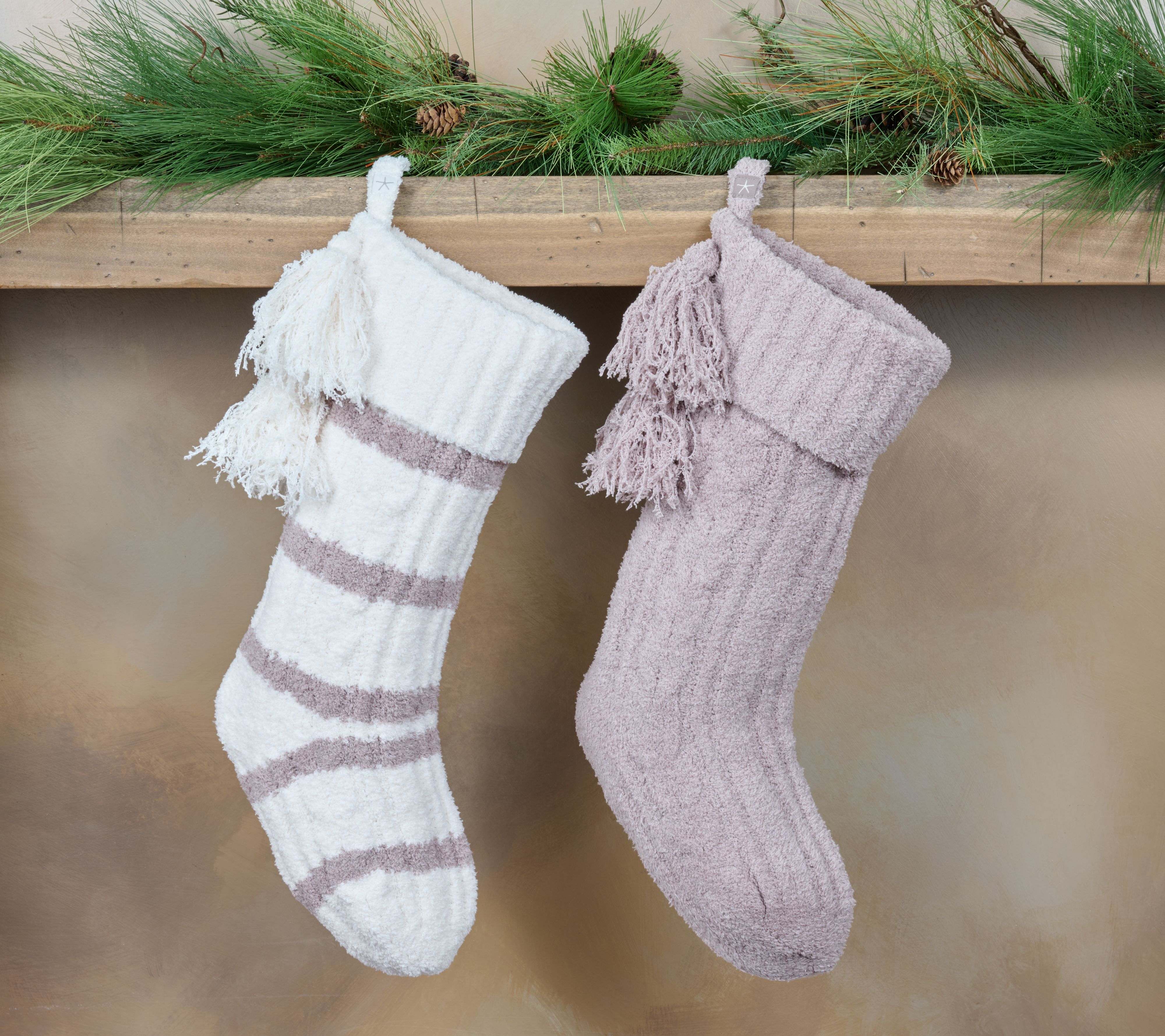 As Is Barefoot Dreams CozyChic Set/2 Stocking with Tassels