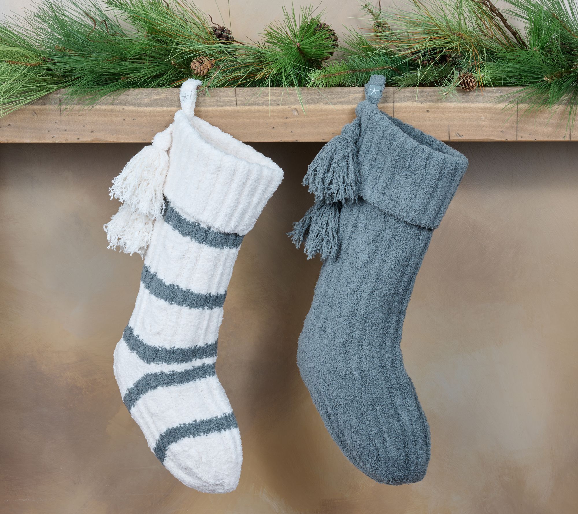 "As Is" Barefoot Dreams CozyChic Set/2 Stockings with Tassels