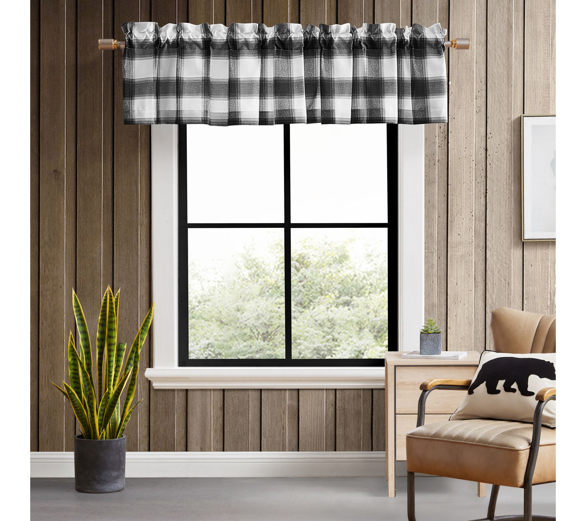 Eddie Bauer Canyon Plaid Black 86x15 Window Valance