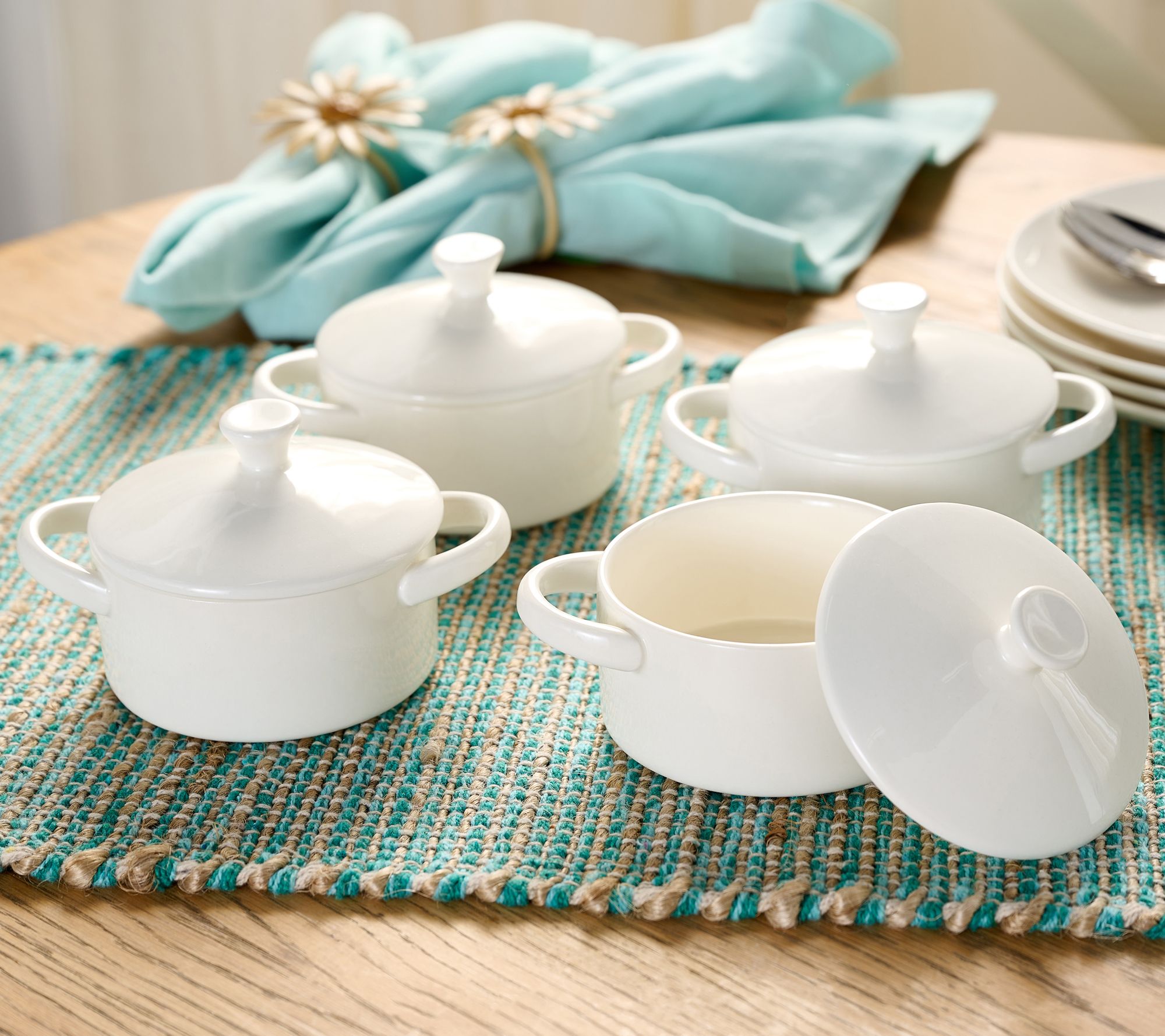 "As Is" Home Reflections Set of 4 Porcelain Cocottes