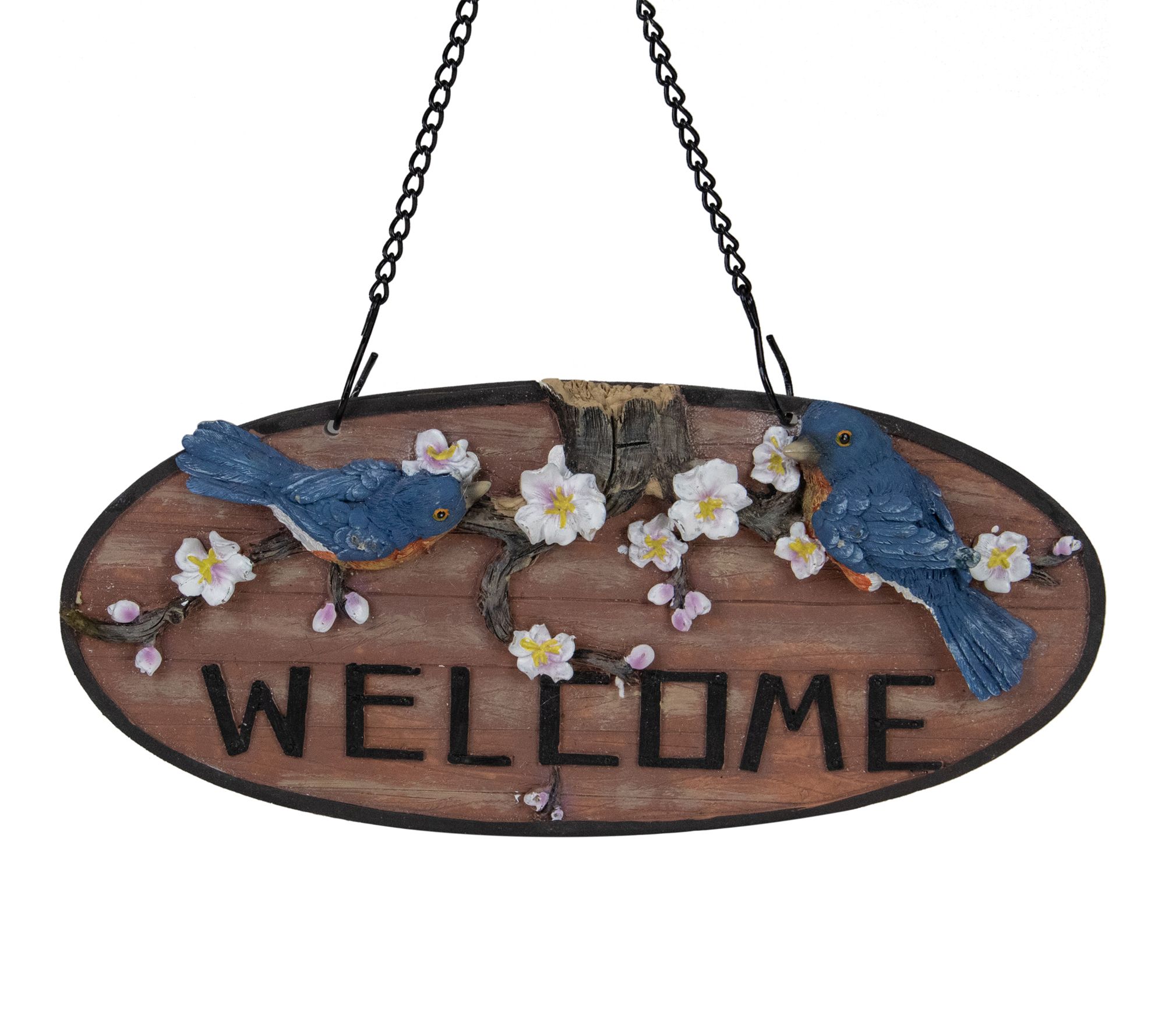 Northlight Welcome Bluebirds and Flowers Hanging Sign 12"