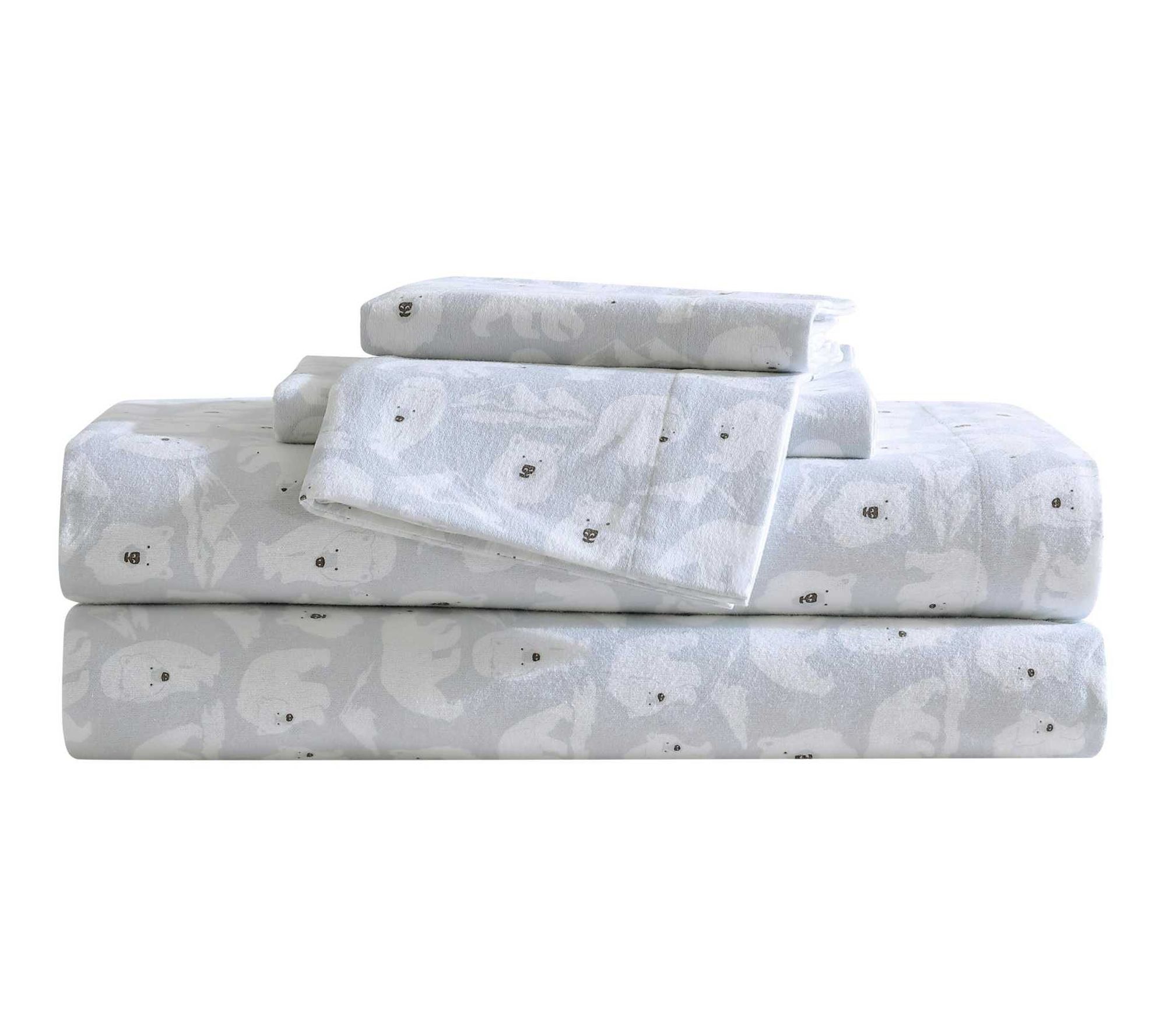 Eddie Bauer Explorer Bears Grey Cotton FlannelQueen Sheet Set