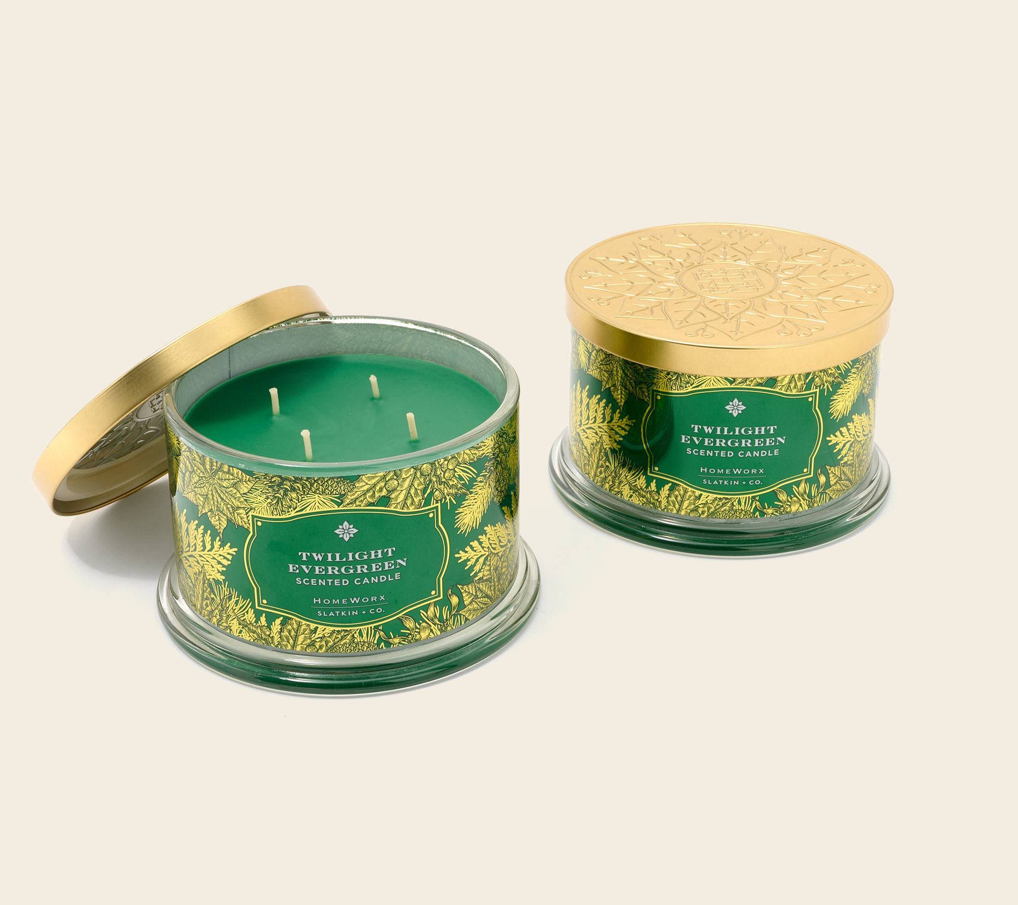 HomeWorx by Slatkin + Co. S/2 18oz Twilight Green Candles