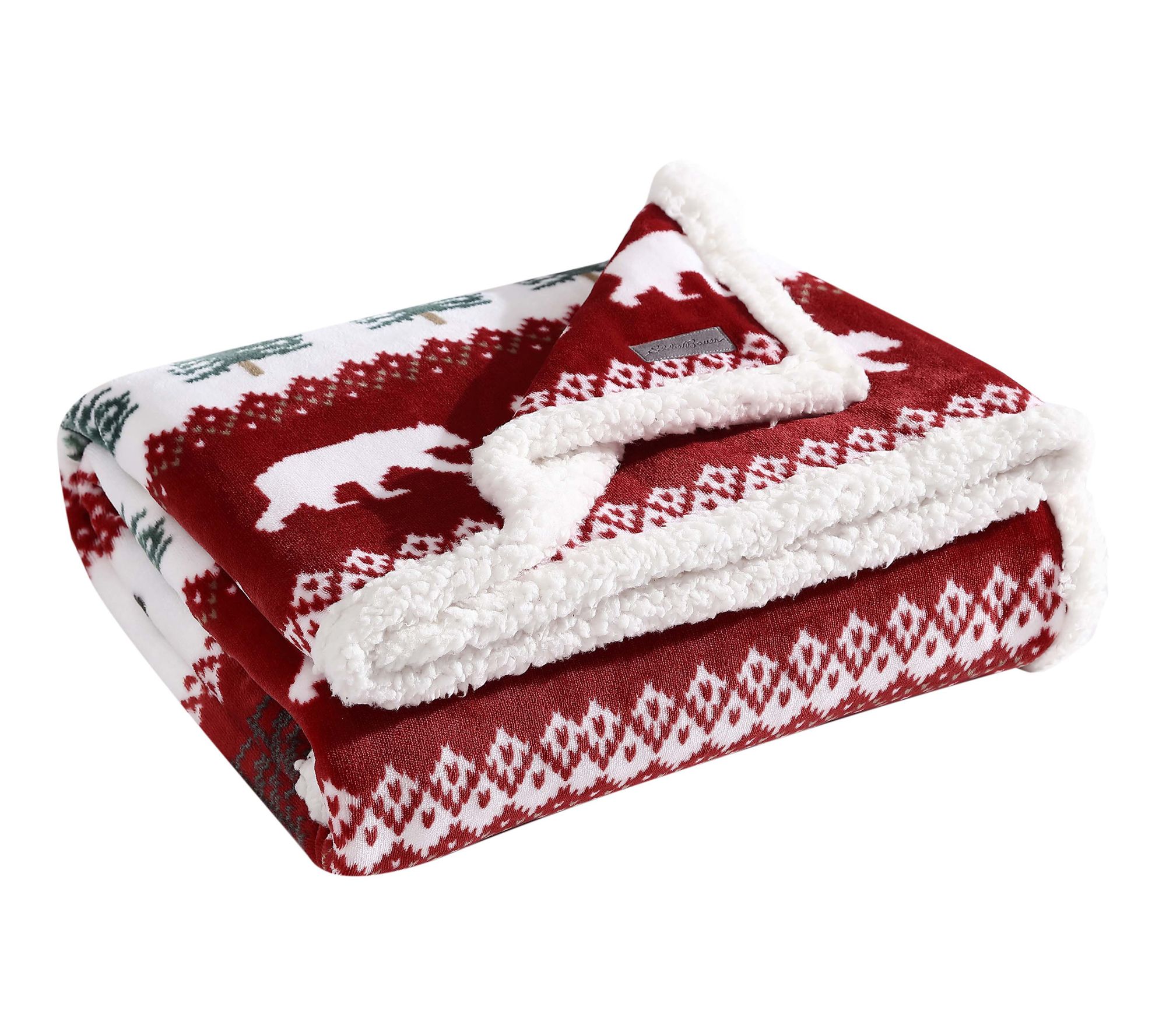 Eddie Bauer Grizzly Peak Red Plush Fleece 50"X60" Throw