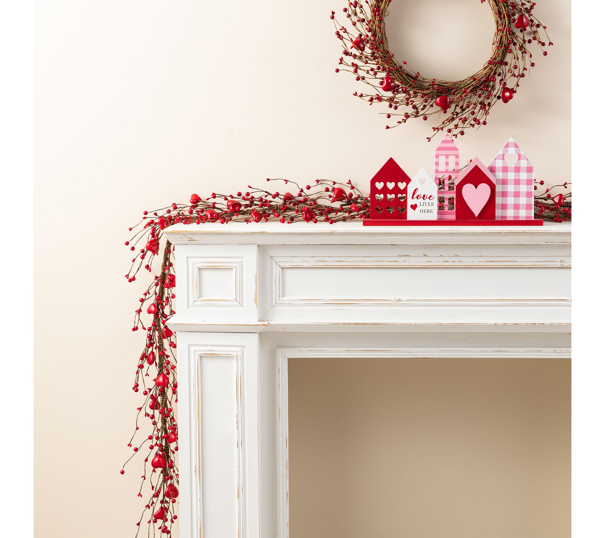 Glitzhome 72"L Valentine's Red Berry Garland