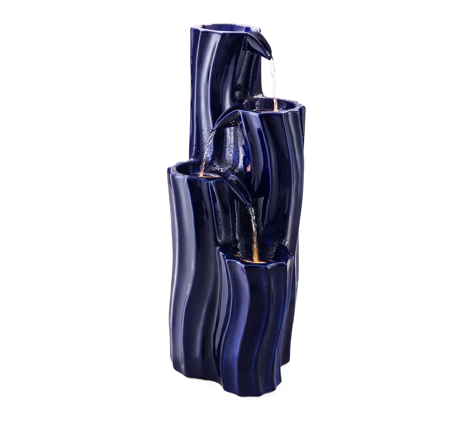 Glitzhome 29.5"H 4-Tiered Wavy Textured OutdoorCeramic Founta