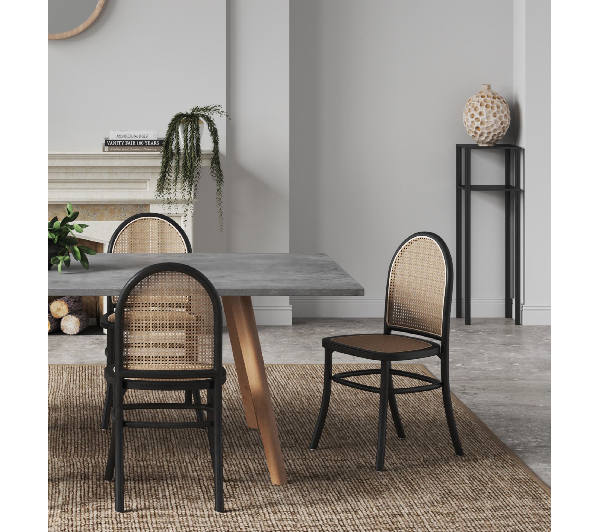 Manhattan Comfort Paragon Cane Back Dining Chair 2.0- Set of 2 - QVC.com