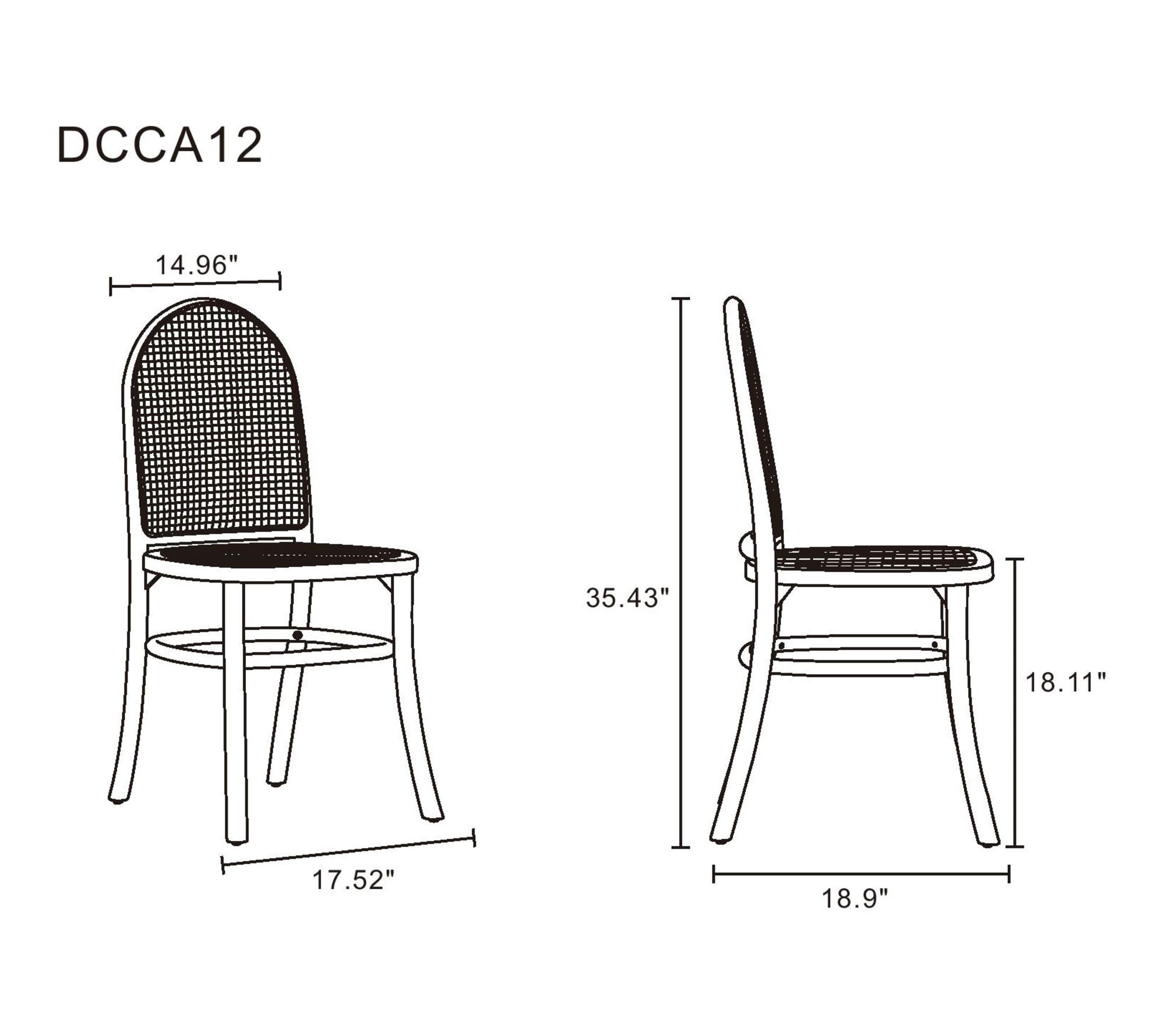 Manhattan Comfort Paragon Cane Back Dining Chair 2.0- Set of 2 - QVC.com