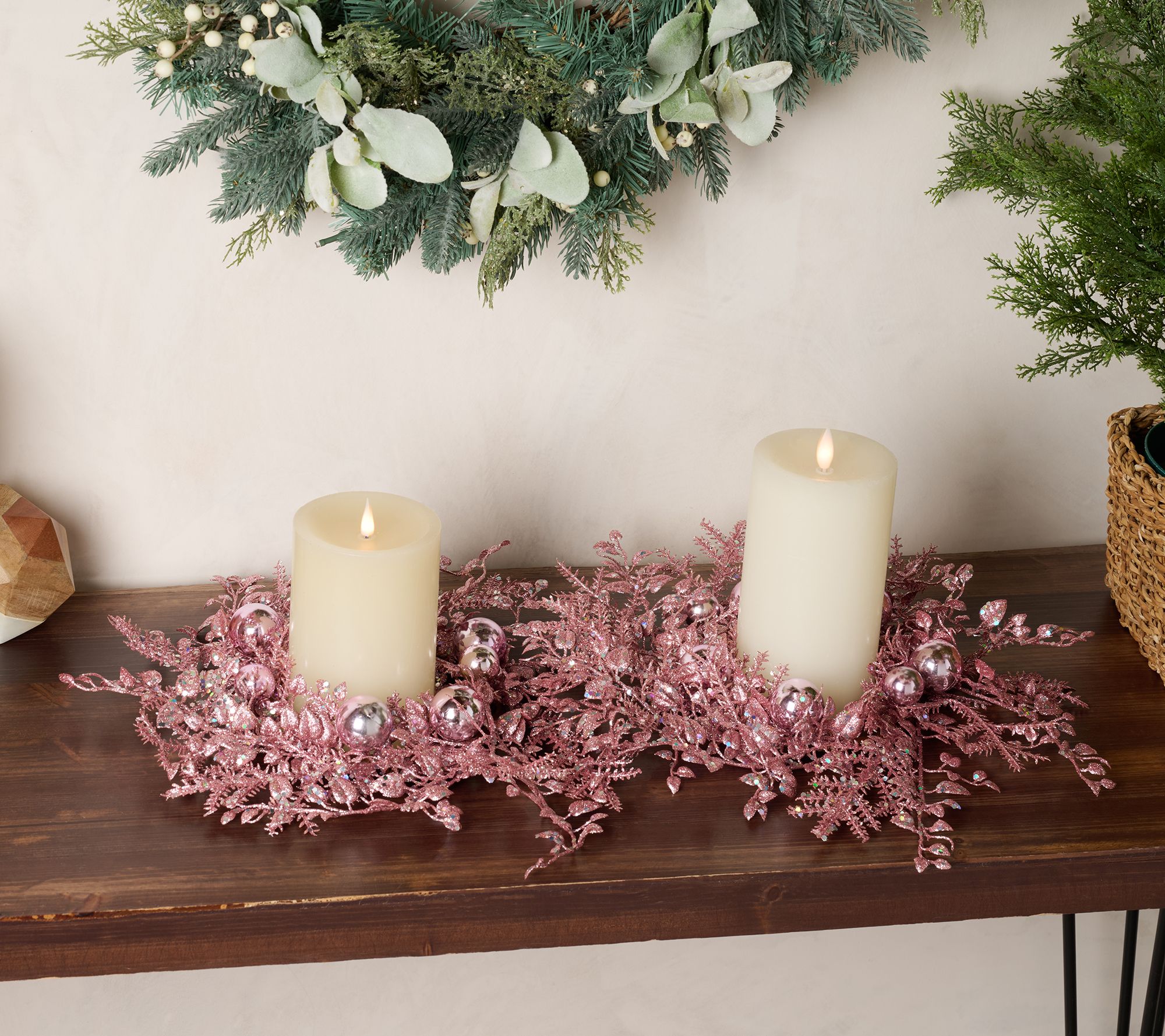 Set of 2 Glittered Ornament and Leaf Rings by Valerie